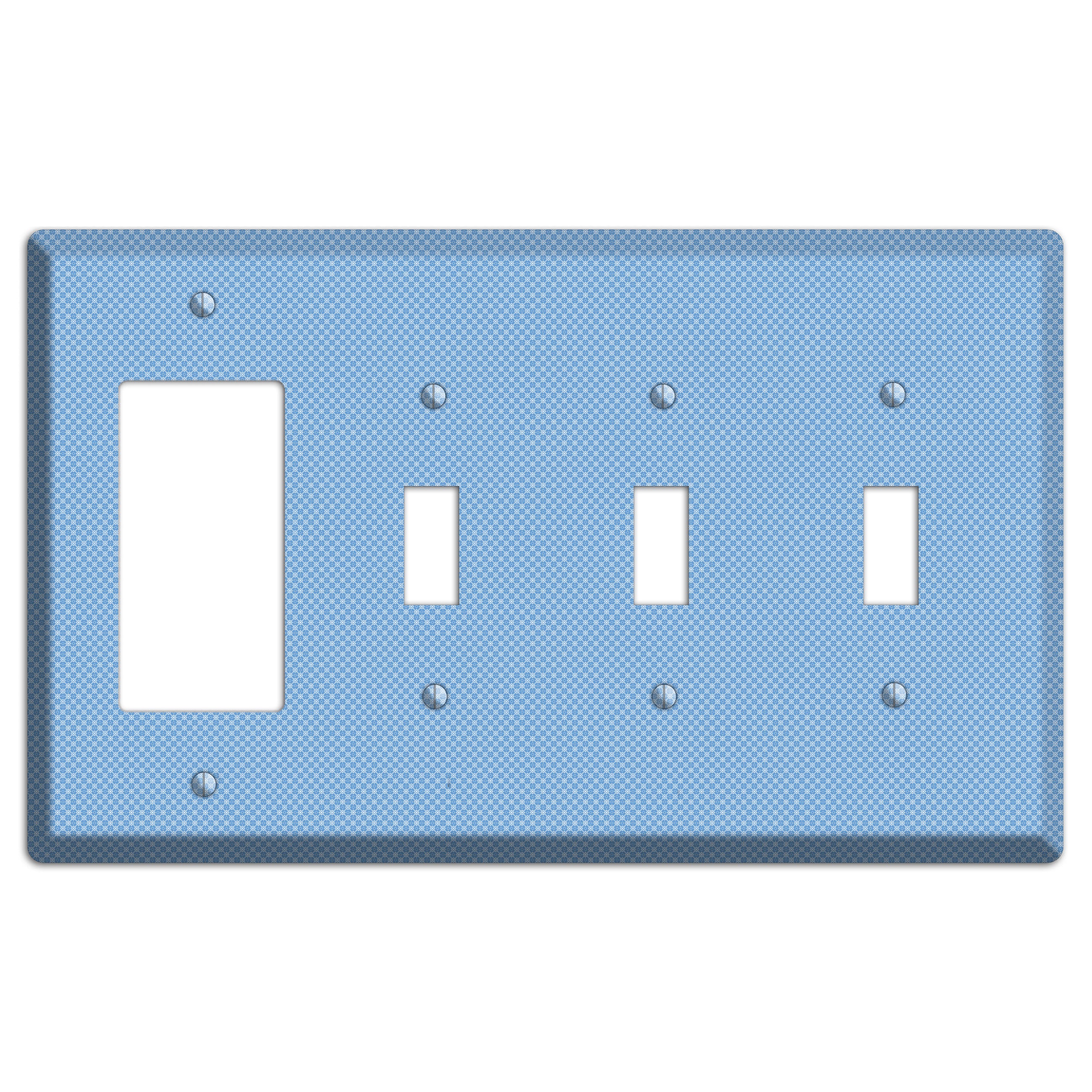 Light Blue Tiny Check Rocker / 3 Toggle Wallplate