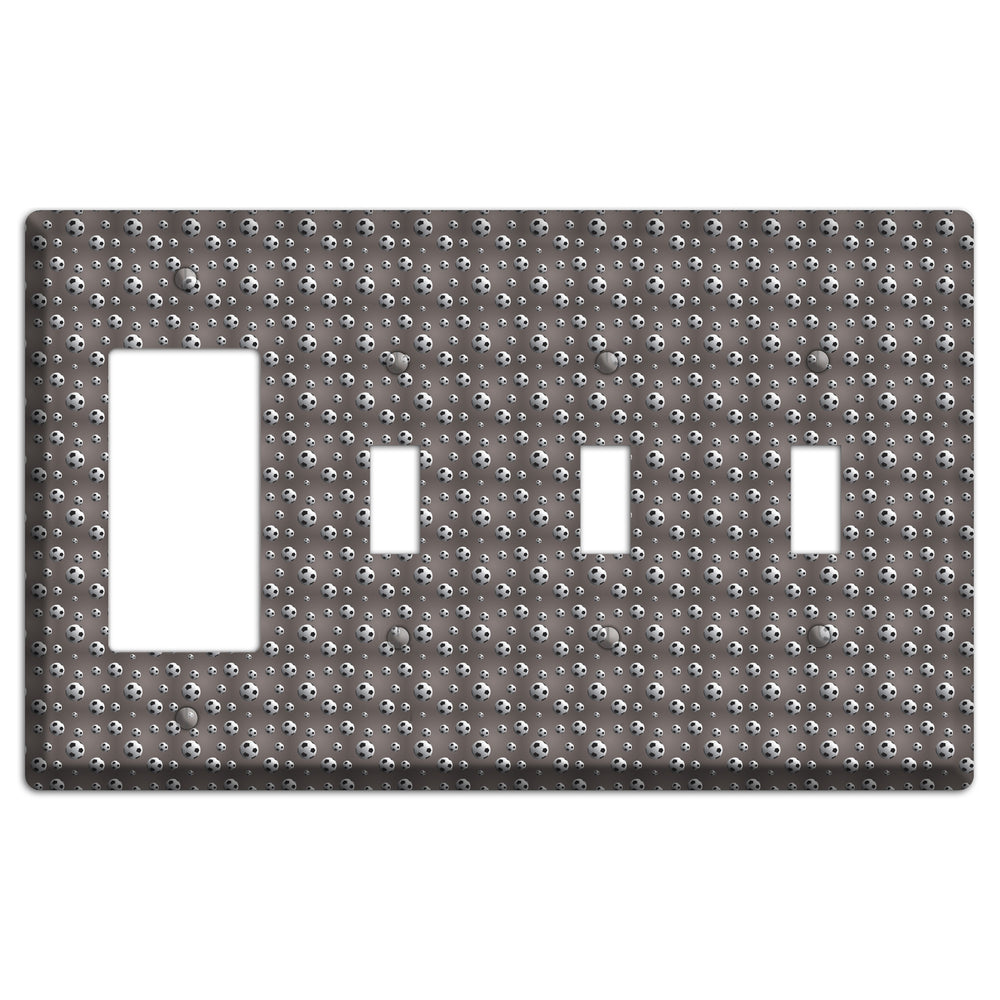 Grey with Soccer Balls Rocker / 3 Toggle Wallplate