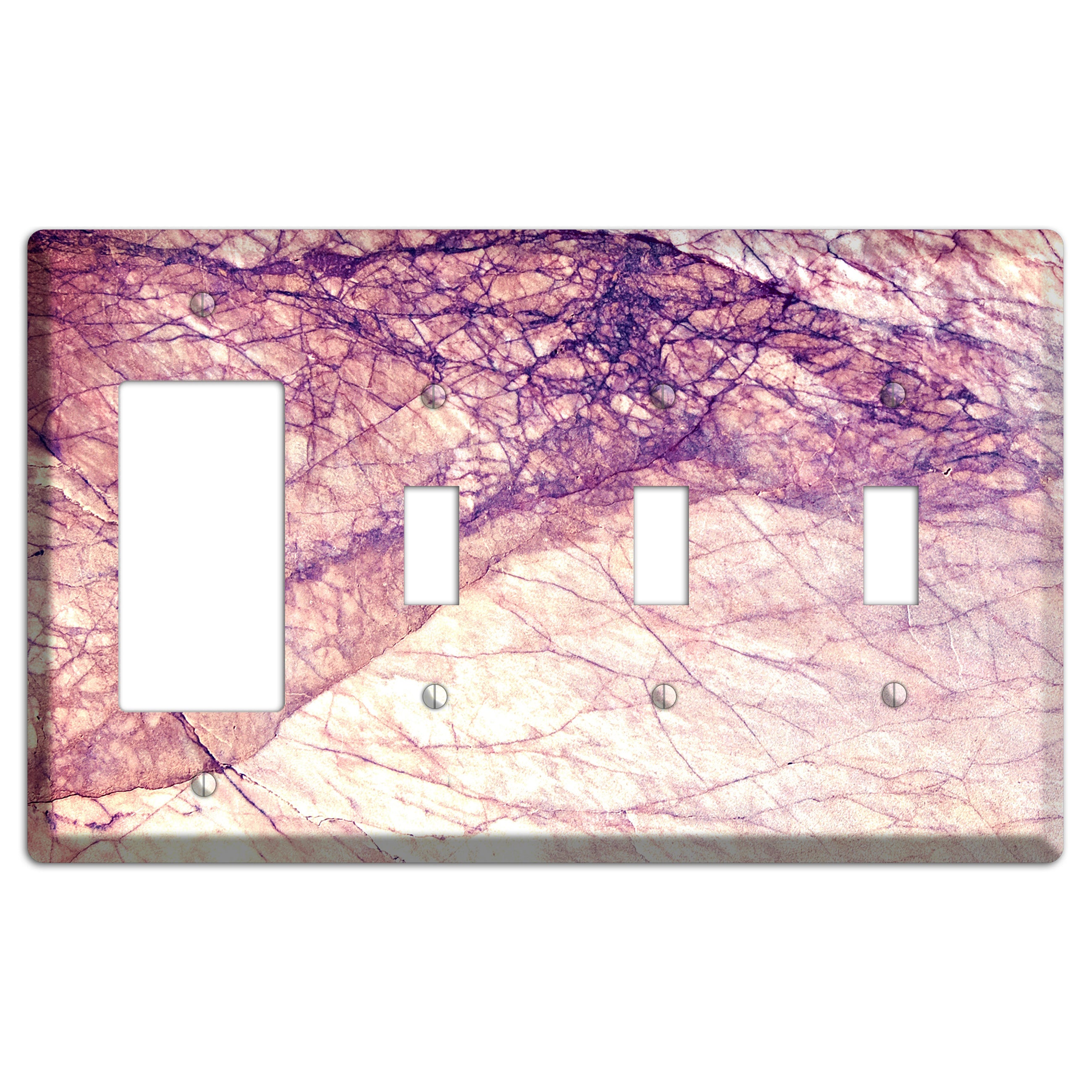Cavern Pink Marble Rocker / 3 Toggle Wallplate