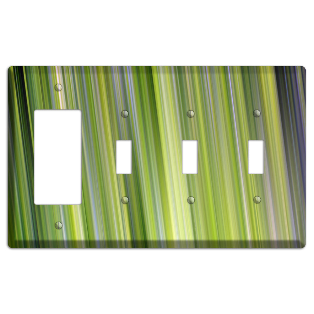Green Ray of Light Rocker / 3 Toggle Wallplate