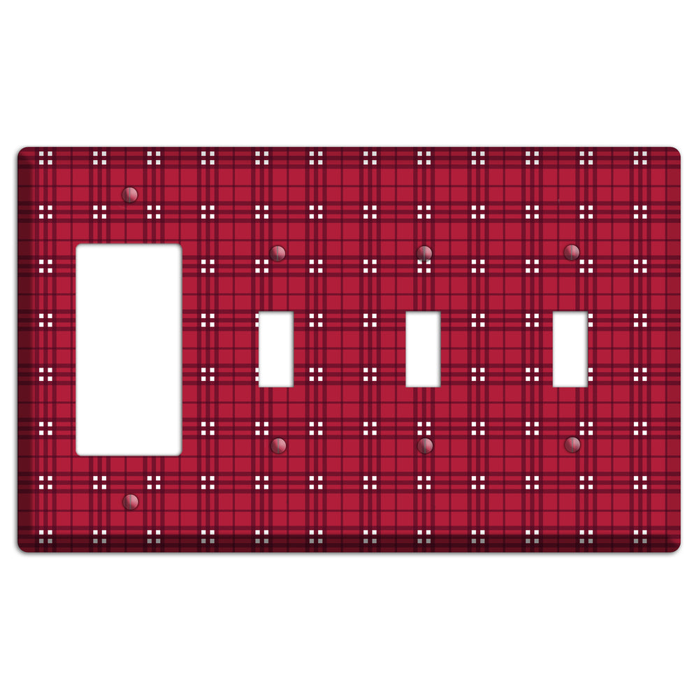 Red and White Plaid Rocker / 3 Toggle Wallplate