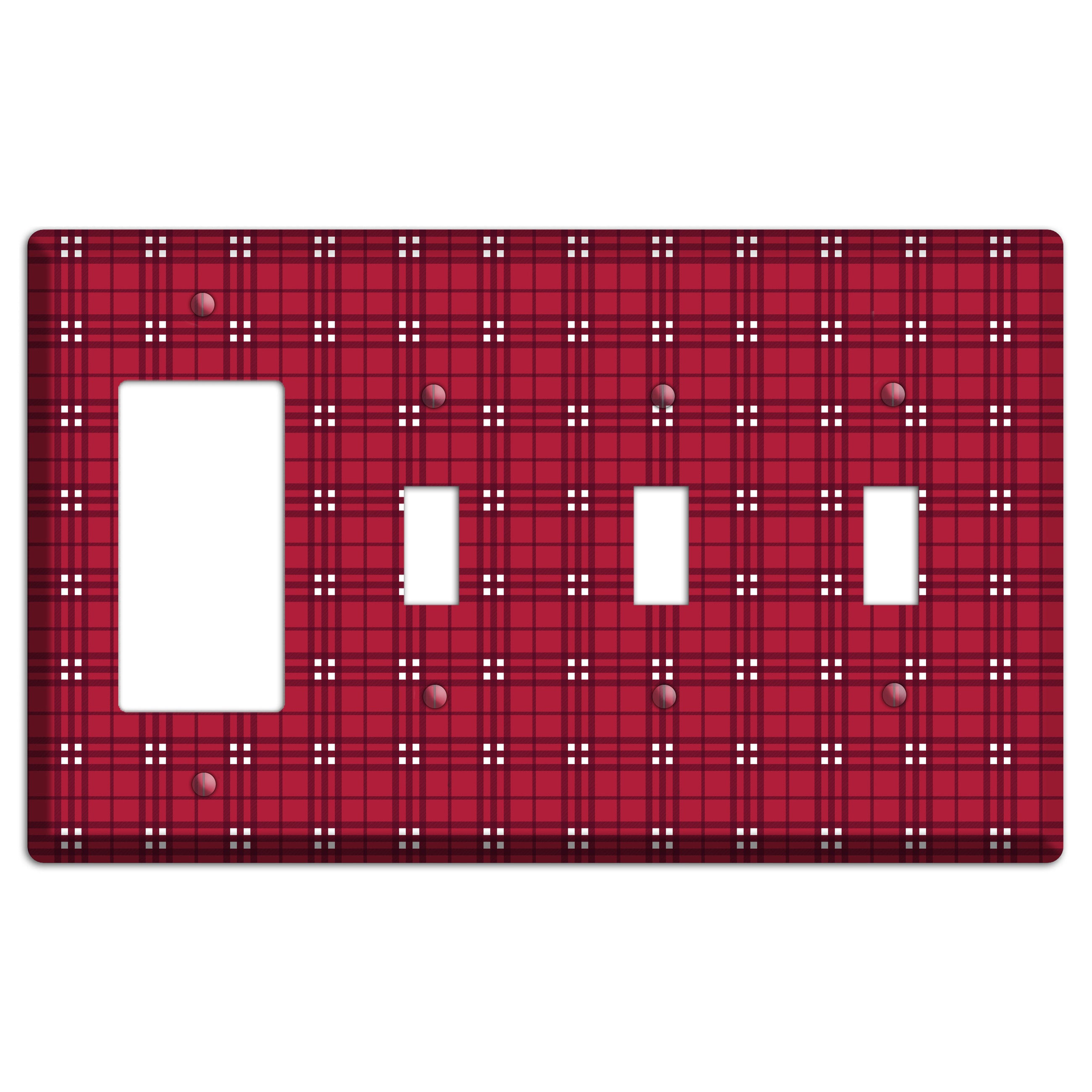 Red and White Plaid Rocker / 3 Toggle Wallplate