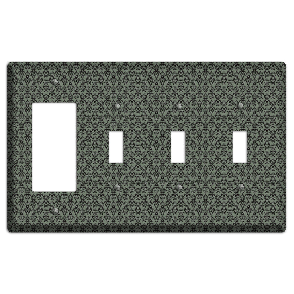 Moss Tiny Cartouche Half Drop Rocker / 3 Toggle Wallplate