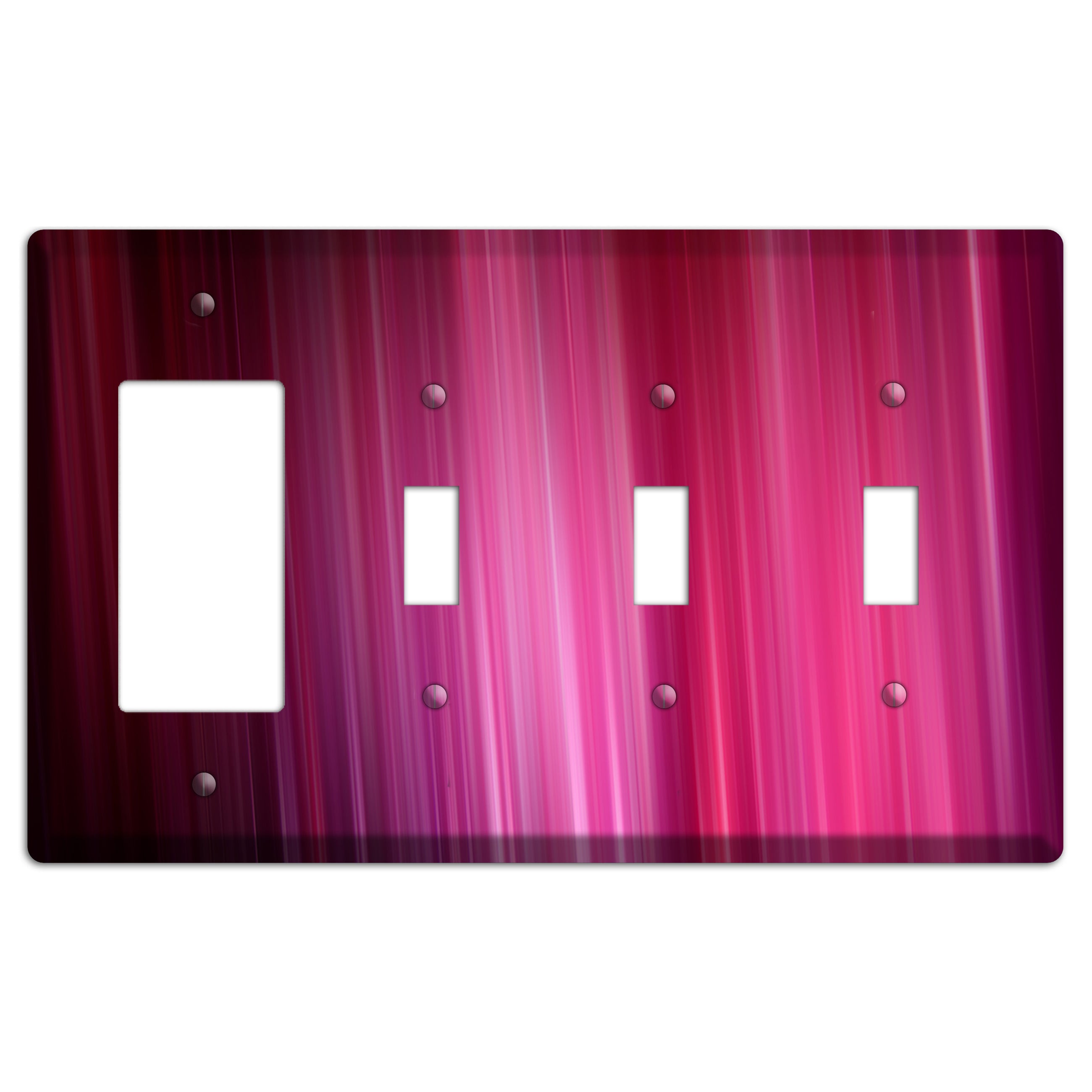 Fuschia Ray of Light Rocker / 3 Toggle Wallplate