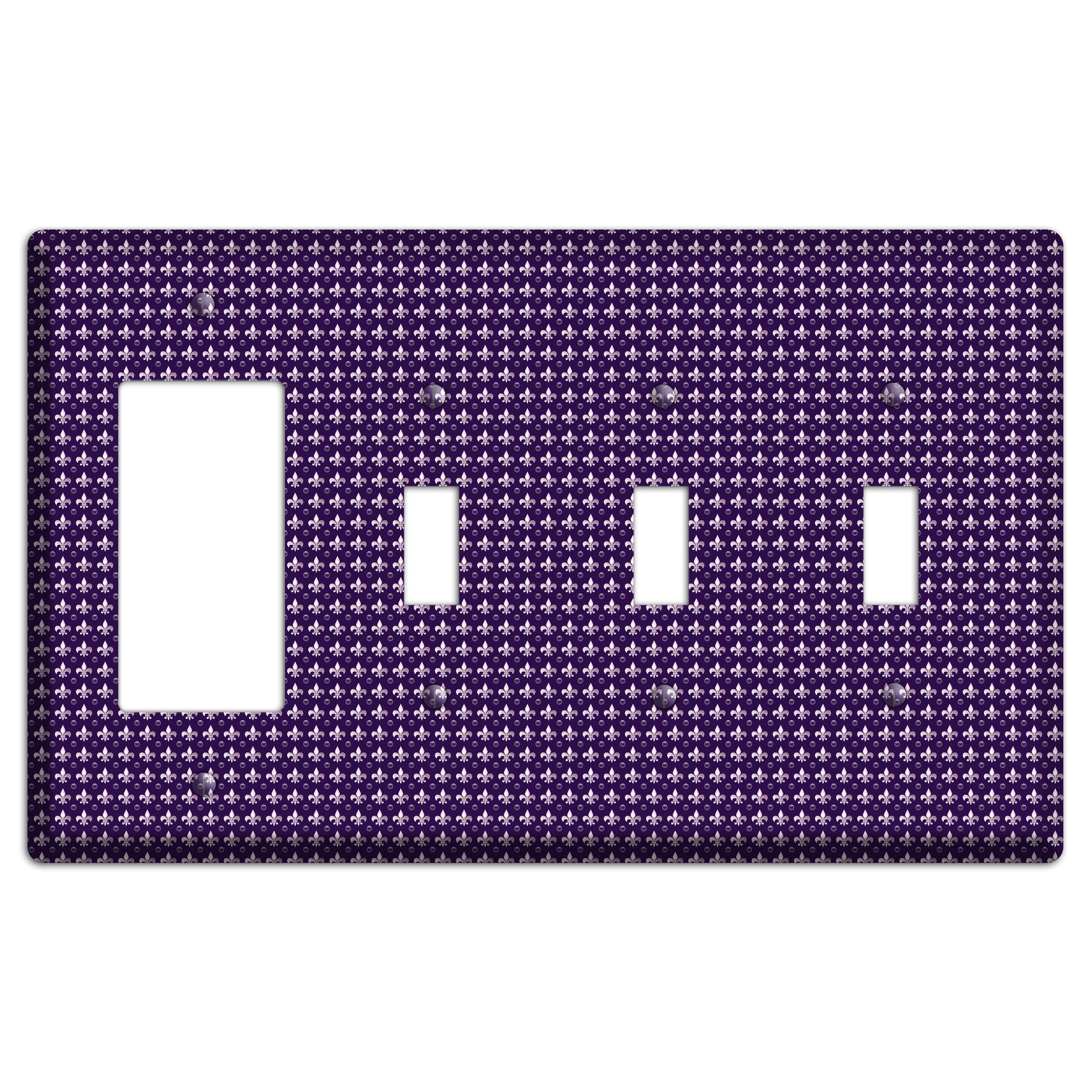 Purple Fleur de Lis Rocker / 3 Toggle Wallplate