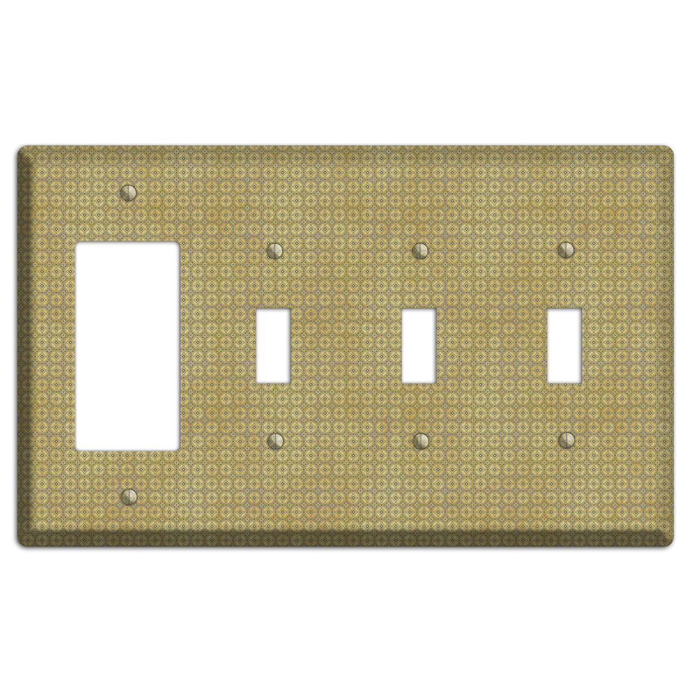 Multi Beige Arabesque Rocker / 3 Toggle Wallplate
