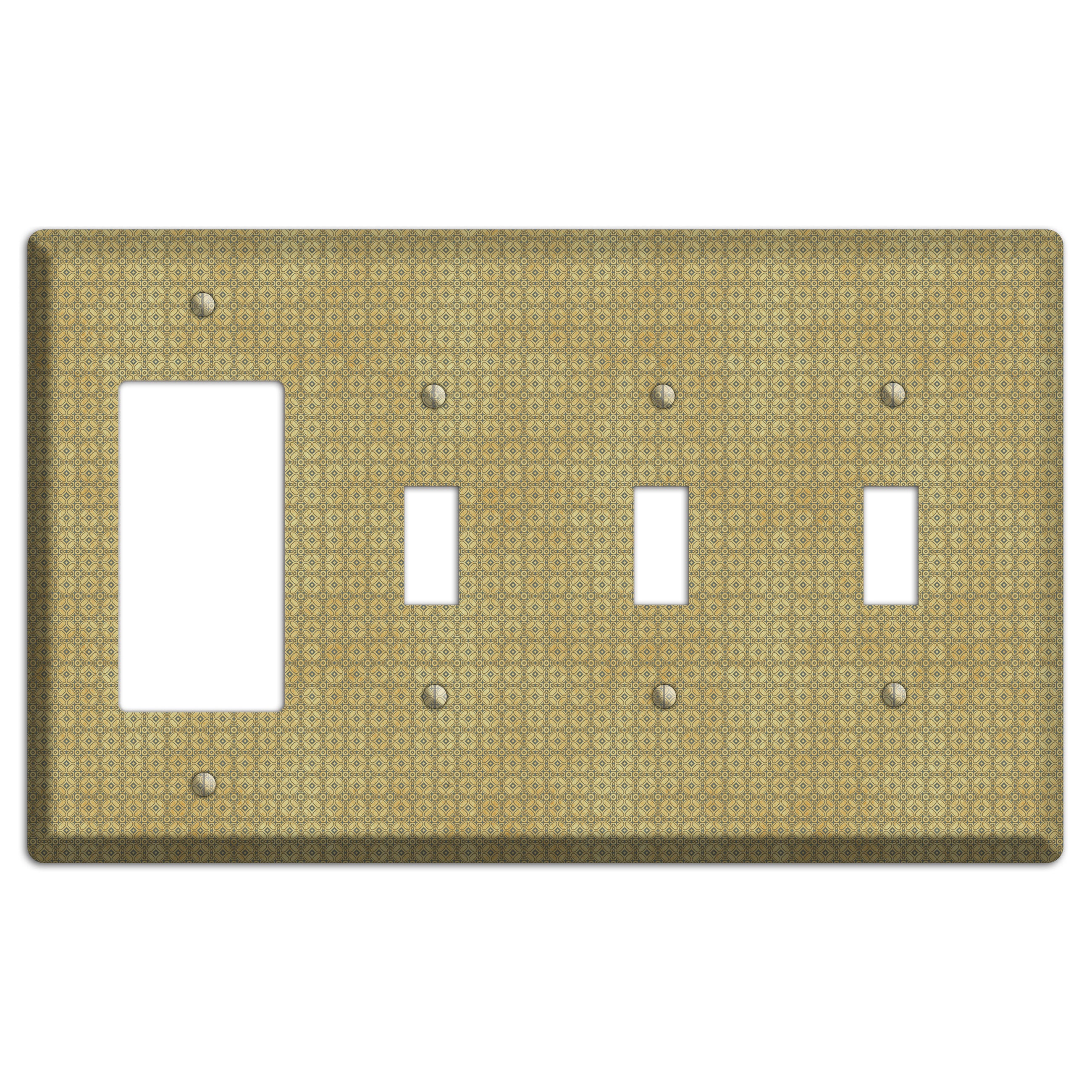 Multi Beige Arabesque Rocker / 3 Toggle Wallplate