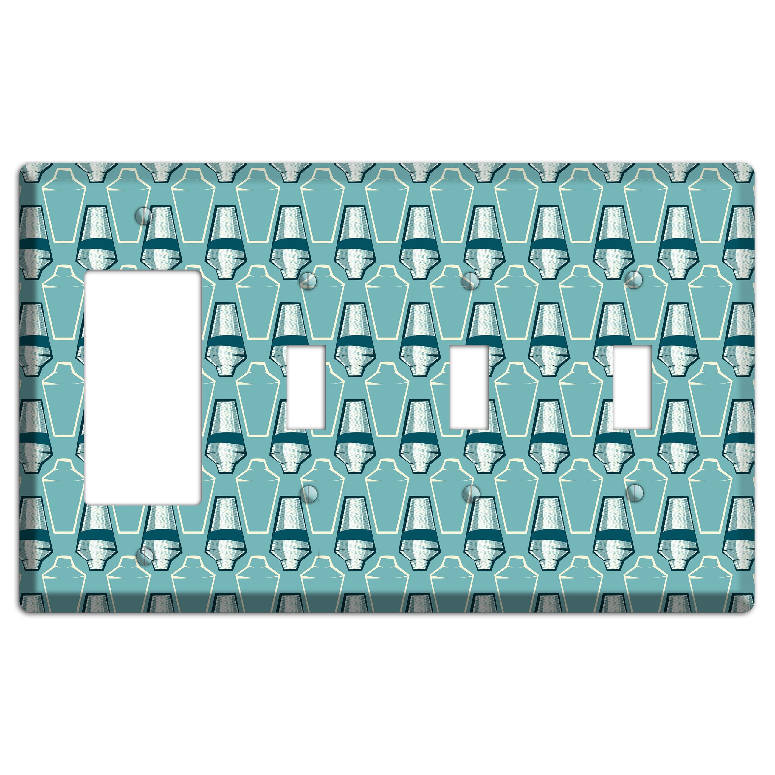 Cocktail Shakers Rocker / 3 Toggle Wallplate