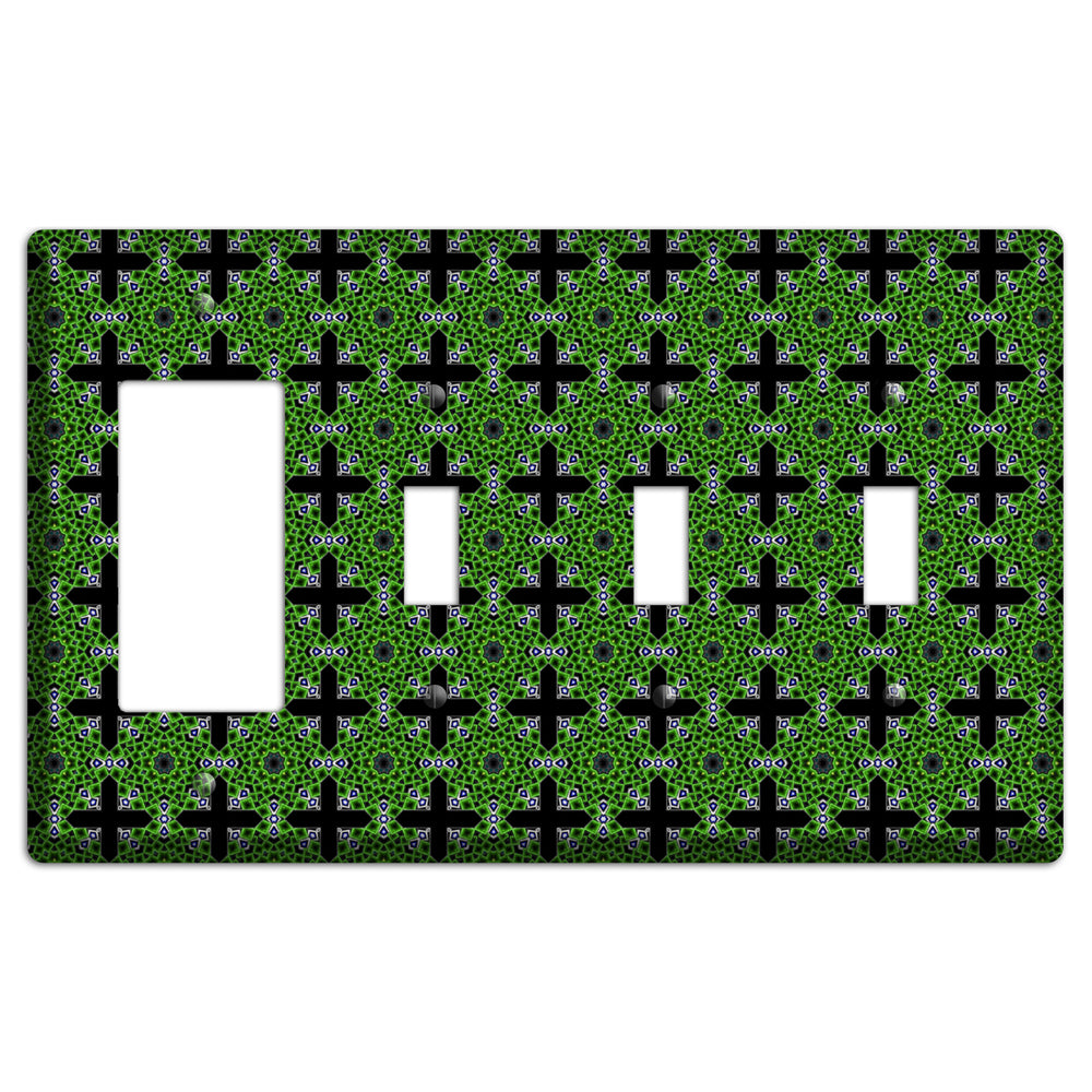 Green Foulard 3 Rocker / 3 Toggle Wallplate