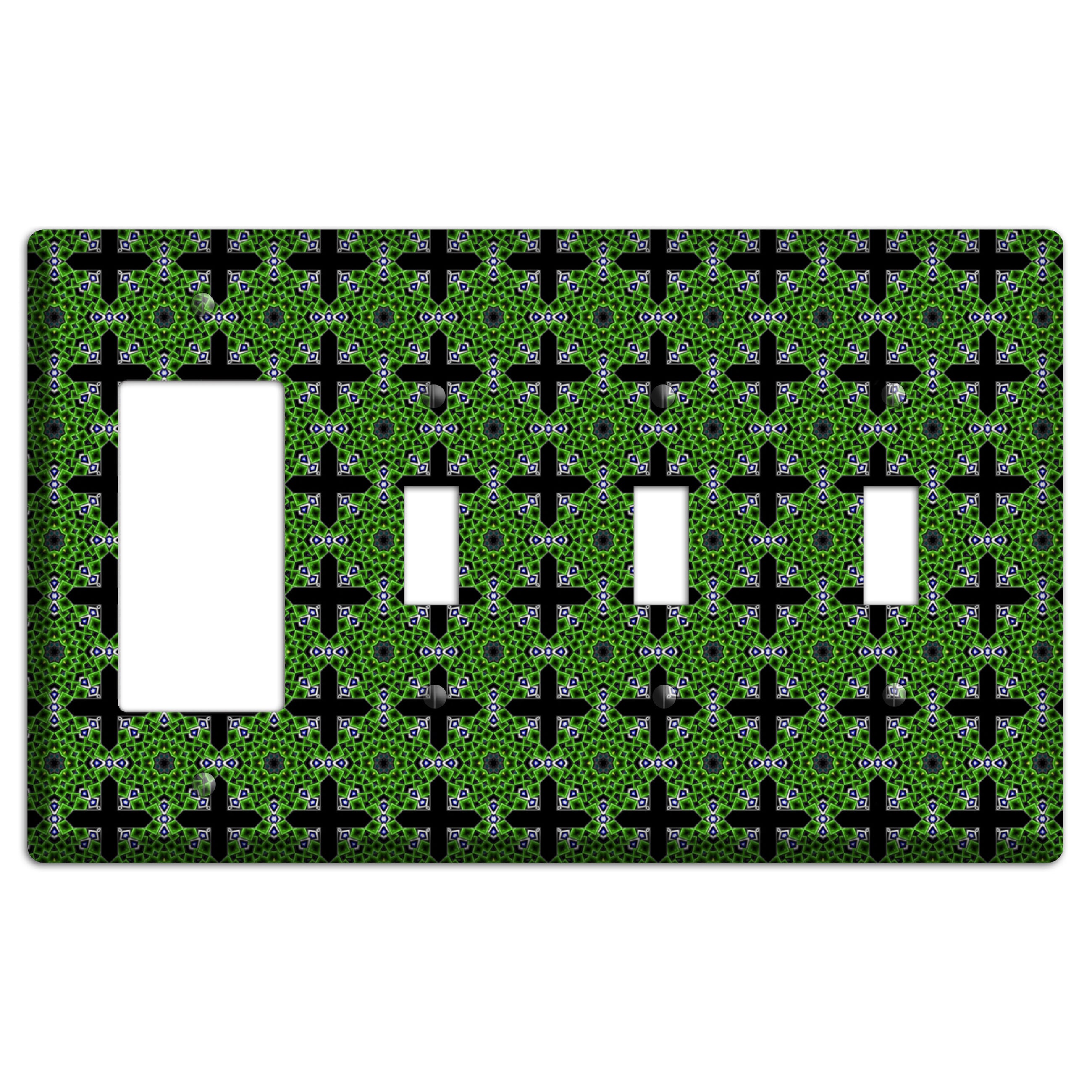 Green Foulard 3 Rocker / 3 Toggle Wallplate