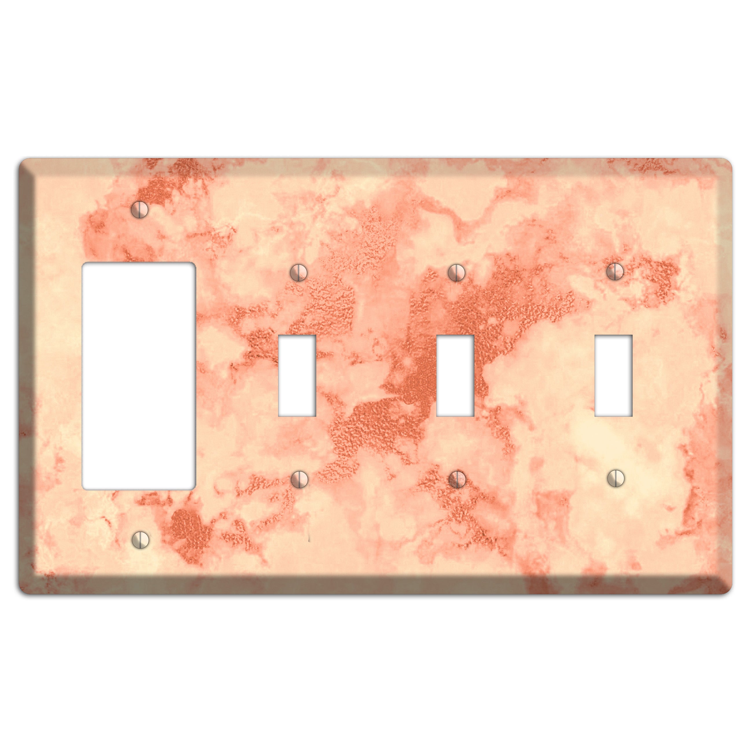 Apricot Peach Marble Rocker / 3 Toggle Wallplate
