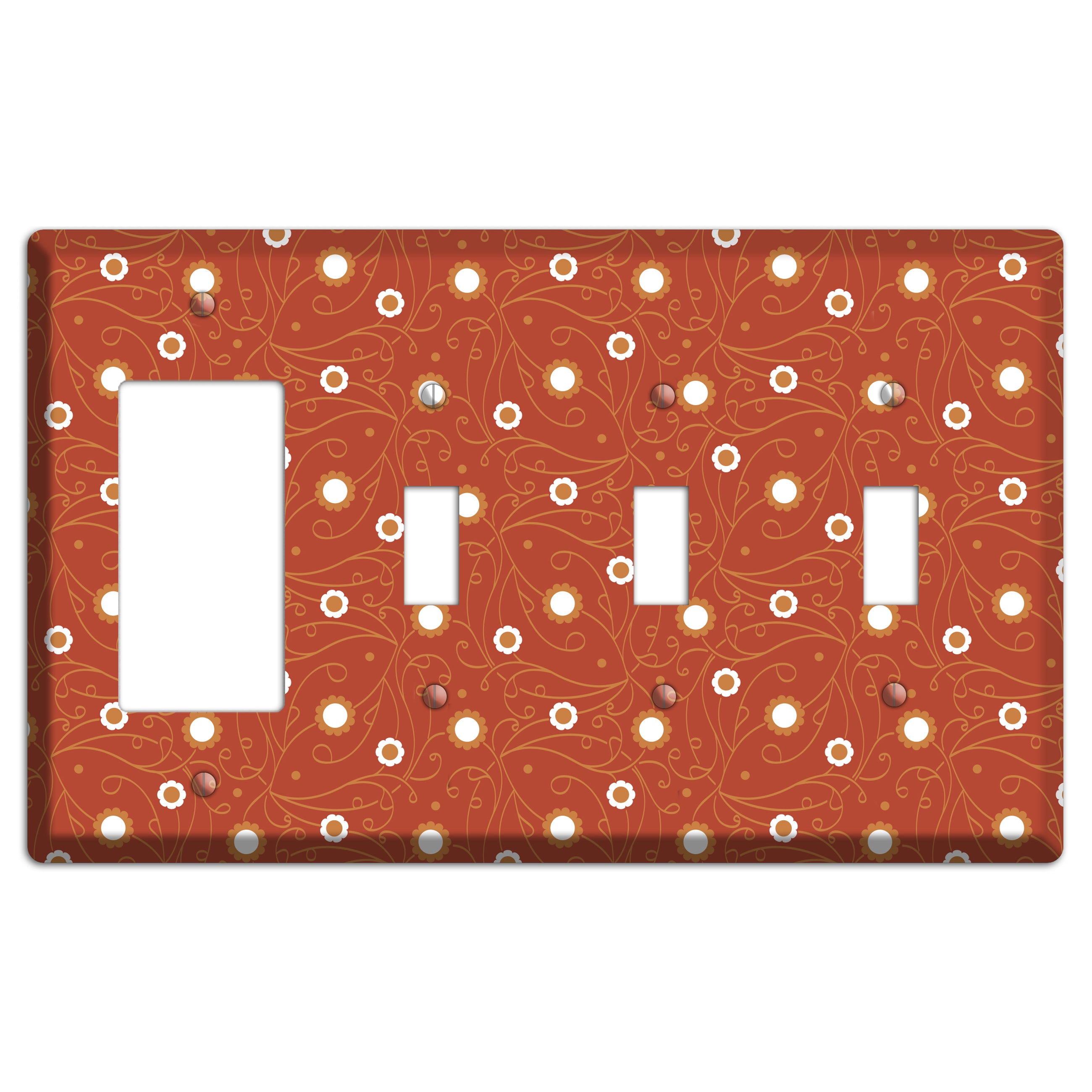 Red Vine Floral Rocker / 3 Toggle Wallplate