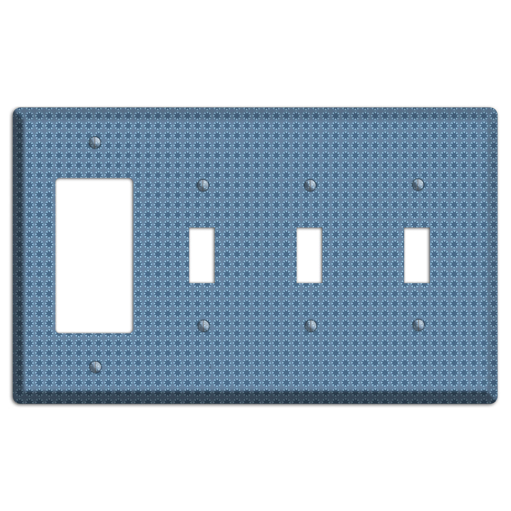 Multi Blue Tiled Foulard Rocker / 3 Toggle Wallplate