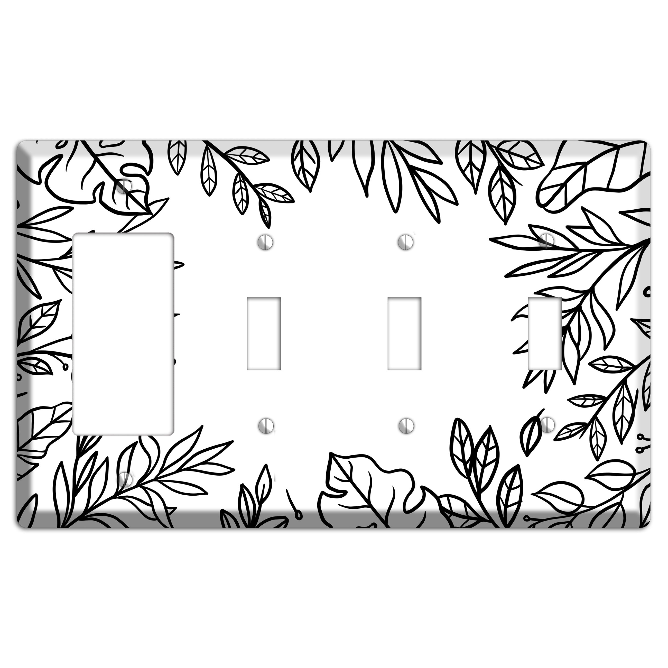 Hand-Drawn Leaves 6 Rocker / 3 Toggle Wallplate