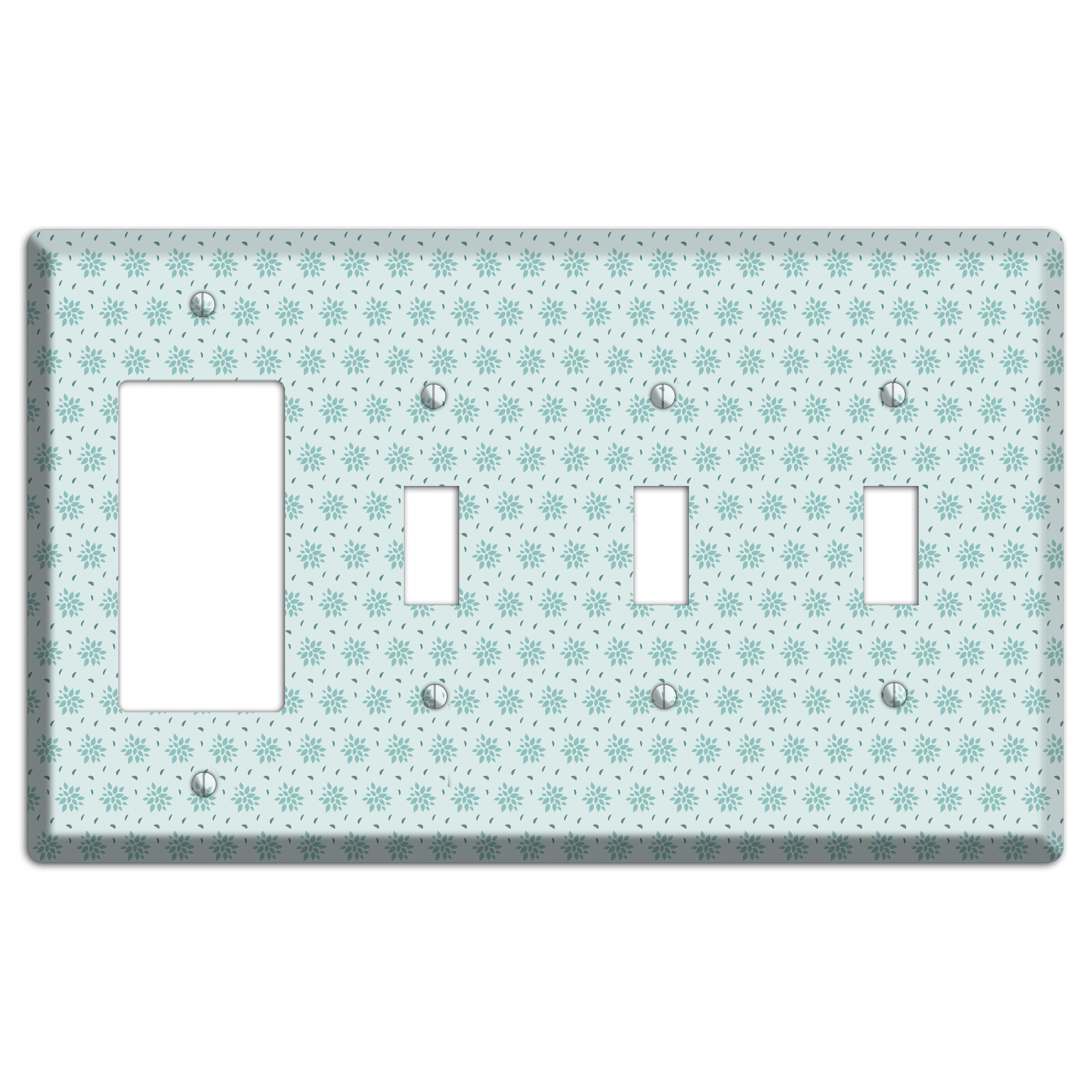 Soft Blue Calico Rocker / 3 Toggle Wallplate