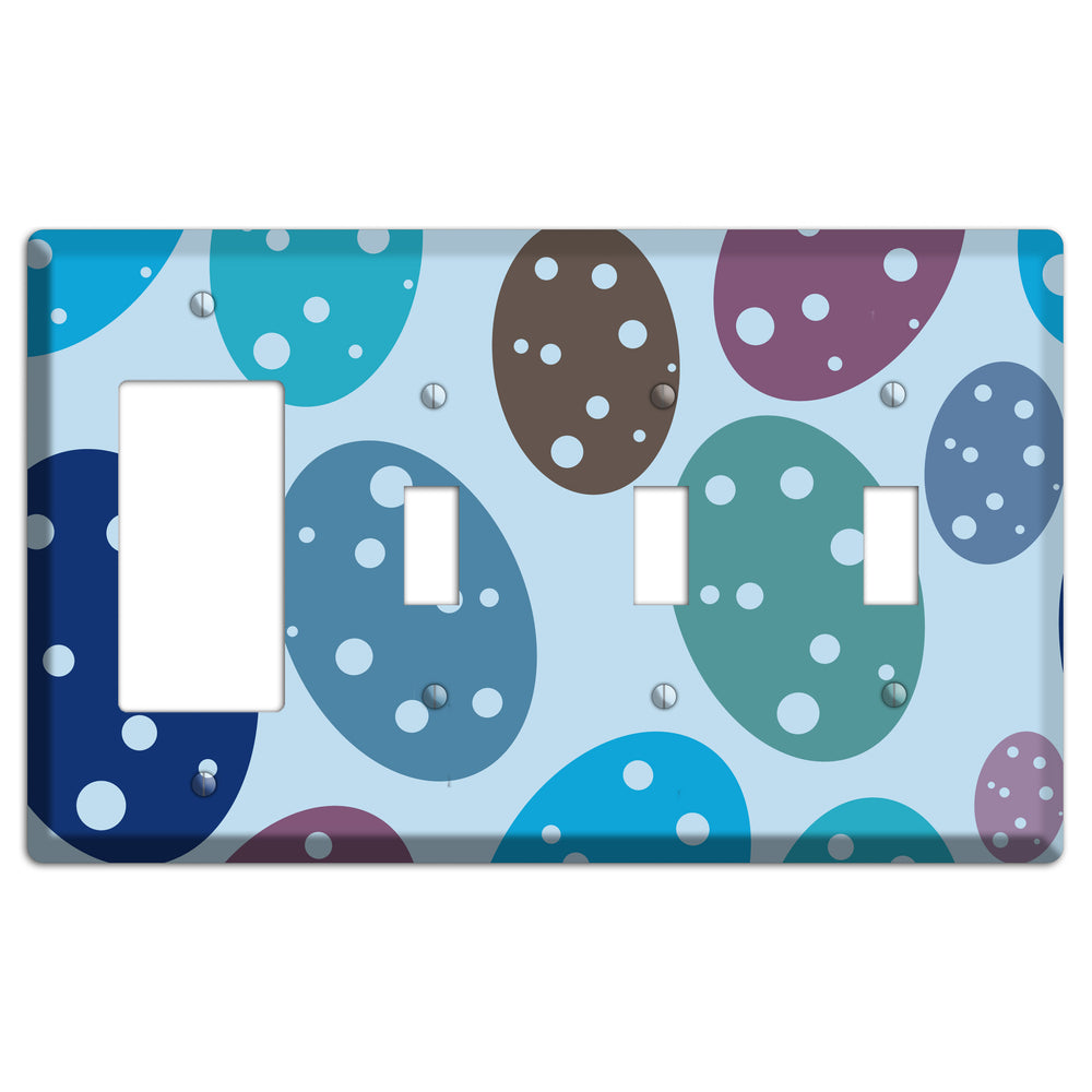 Blue Eggs Rocker / 3 Toggle Wallplate