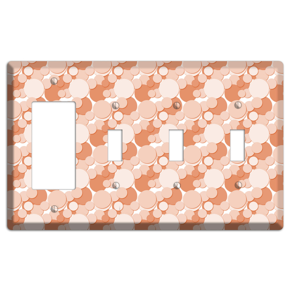 Multi Coral Bubble Dots Rocker / 3 Toggle Wallplate