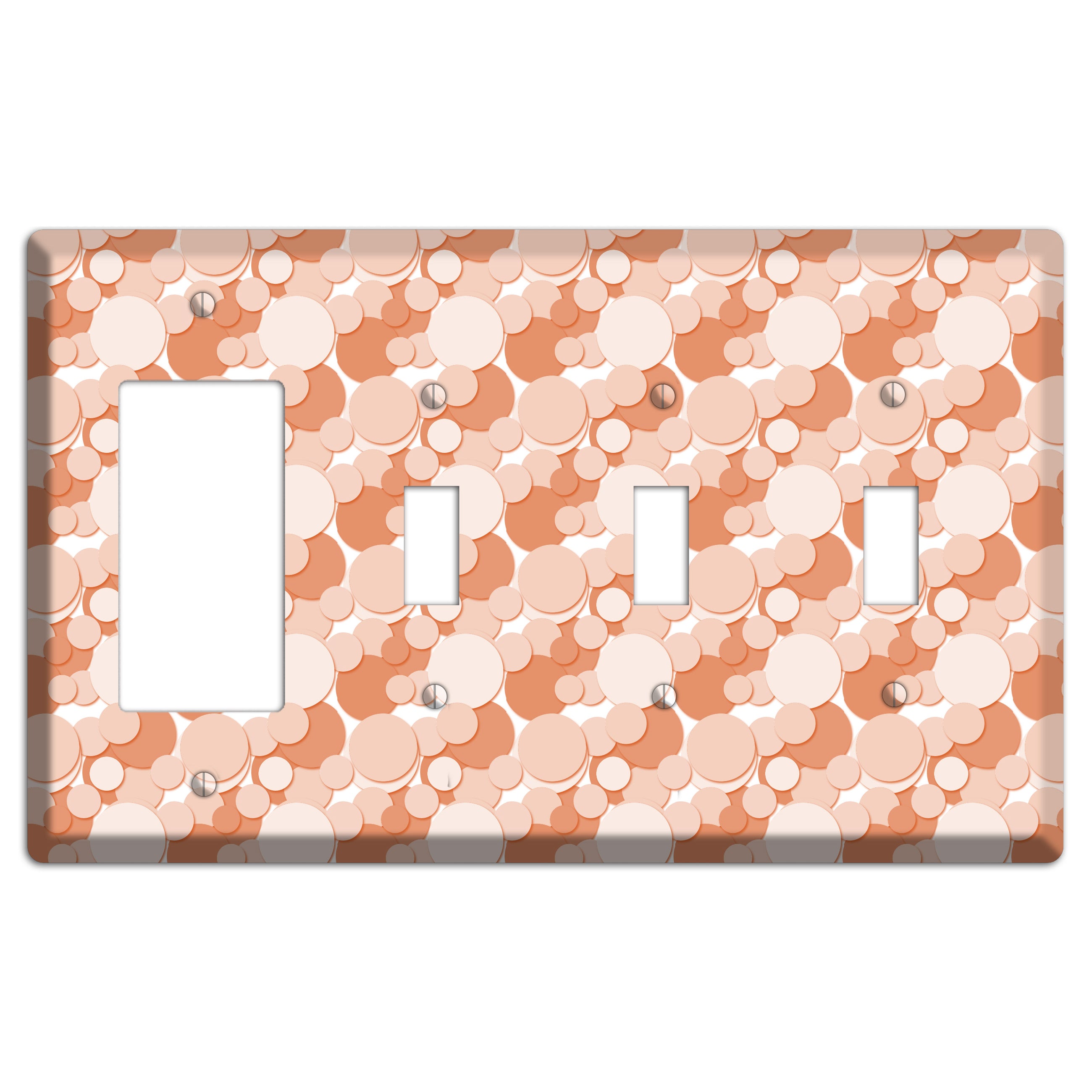Multi Coral Bubble Dots Rocker / 3 Toggle Wallplate