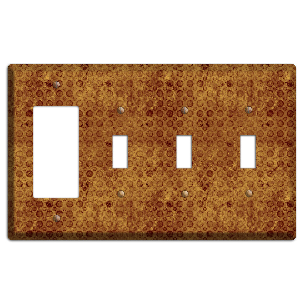Maroon Circles Rocker / 3 Toggle Wallplate