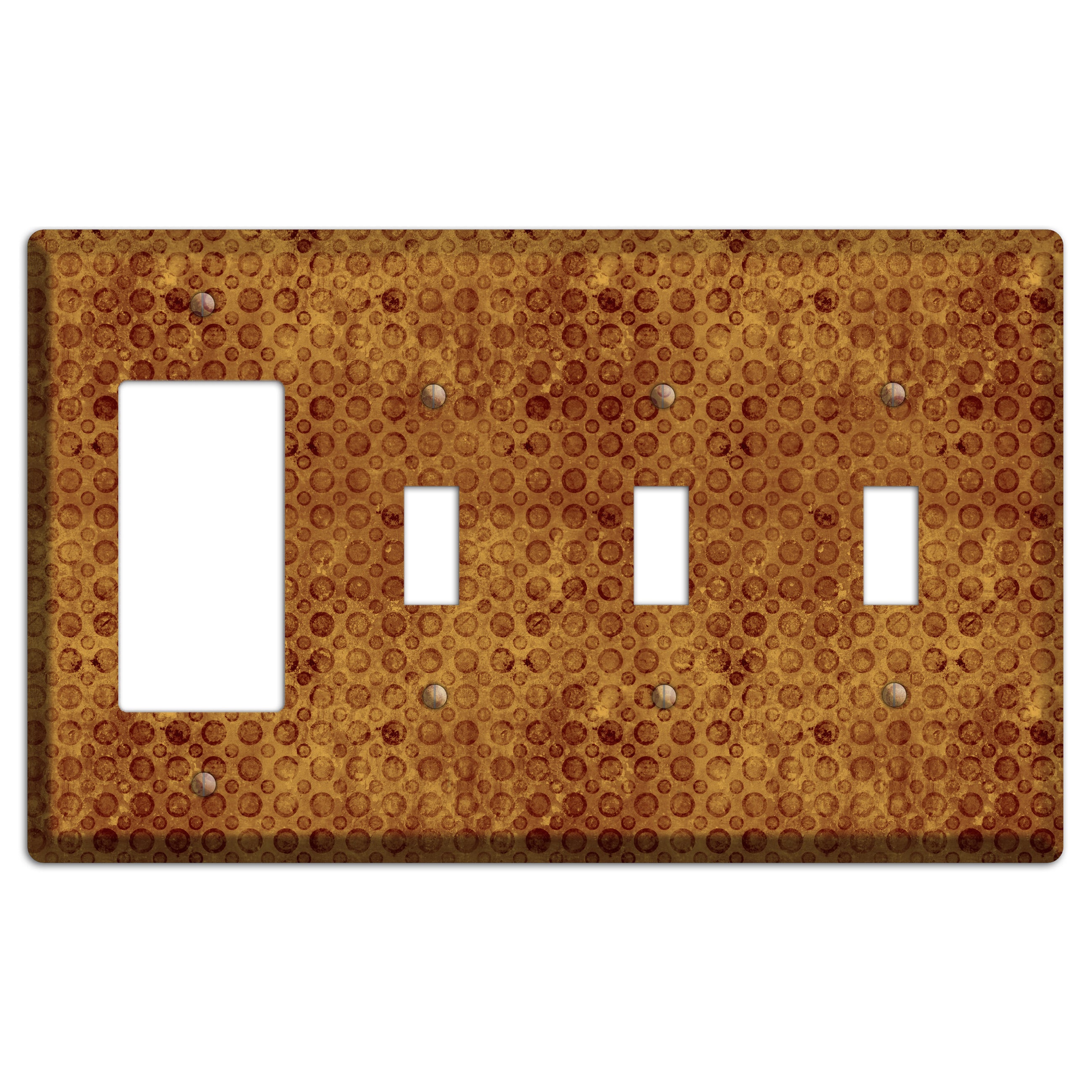 Maroon Circles Rocker / 3 Toggle Wallplate