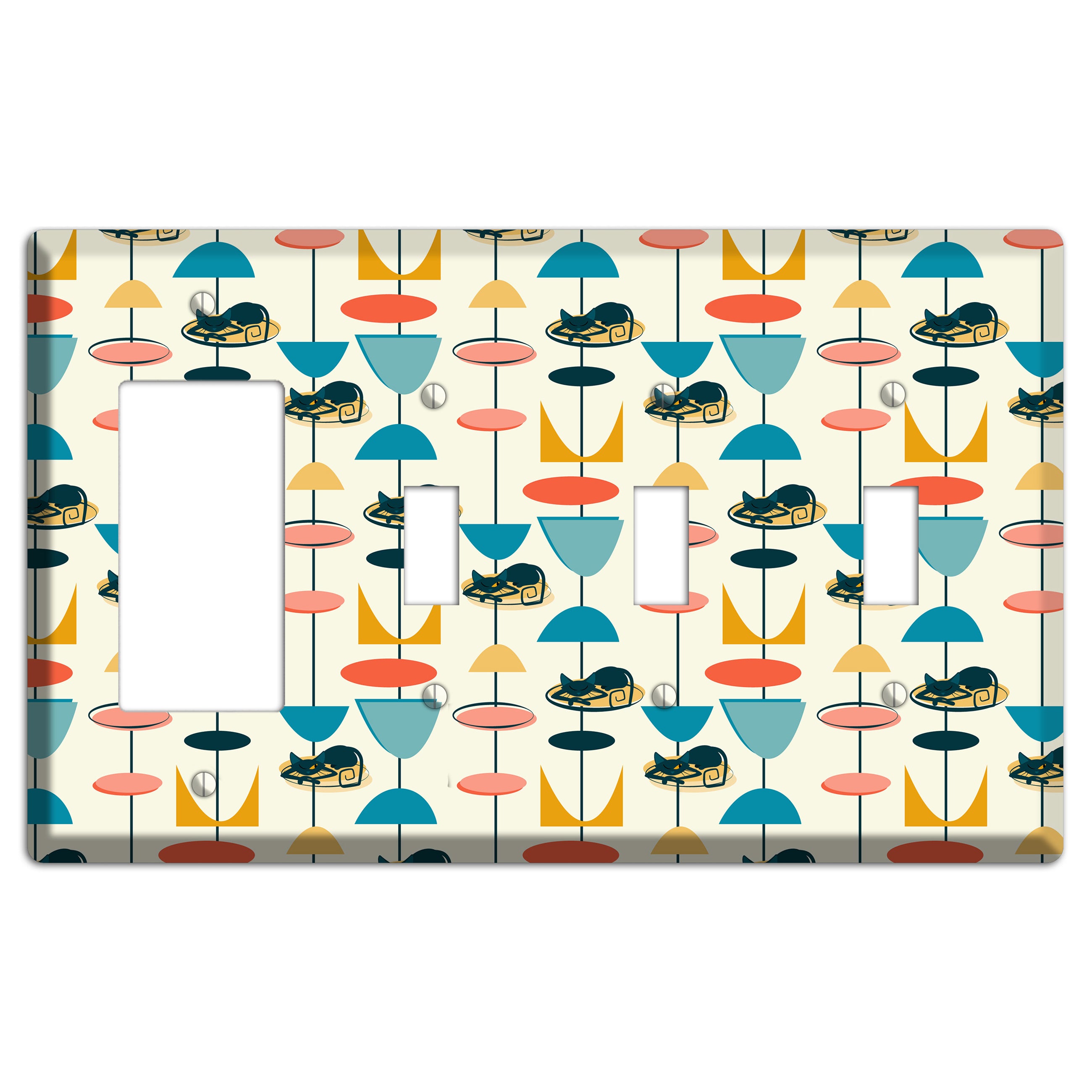 Sleeping Kitties Rocker / 3 Toggle Wallplate