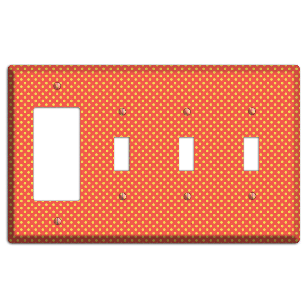 Orange Multi Tiny Polka Dots Rocker / 3 Toggle Wallplate