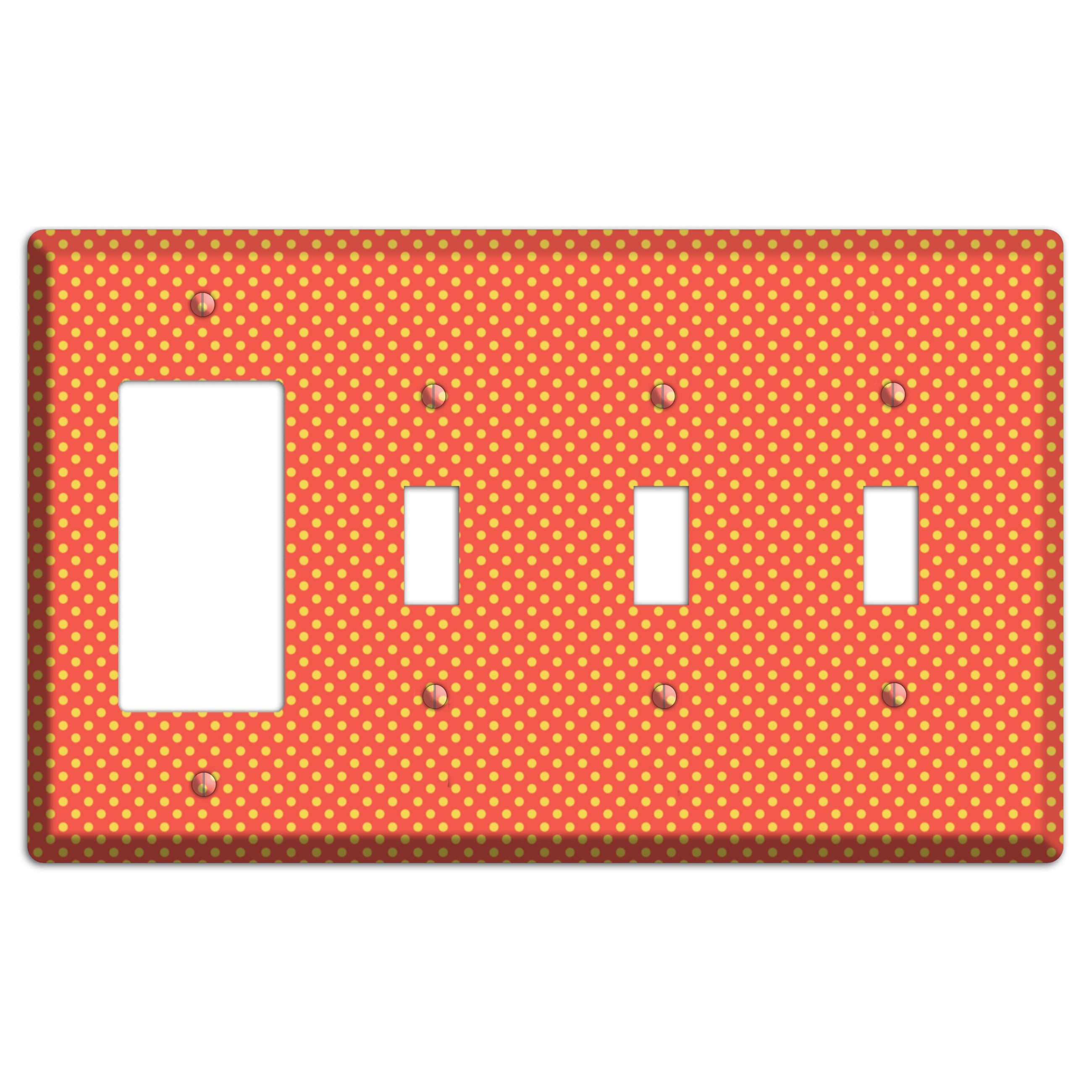 Orange Multi Tiny Polka Dots Rocker / 3 Toggle Wallplate