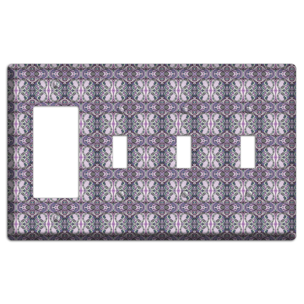 Pink Purple Sage Tapestry Rocker / 3 Toggle Wallplate
