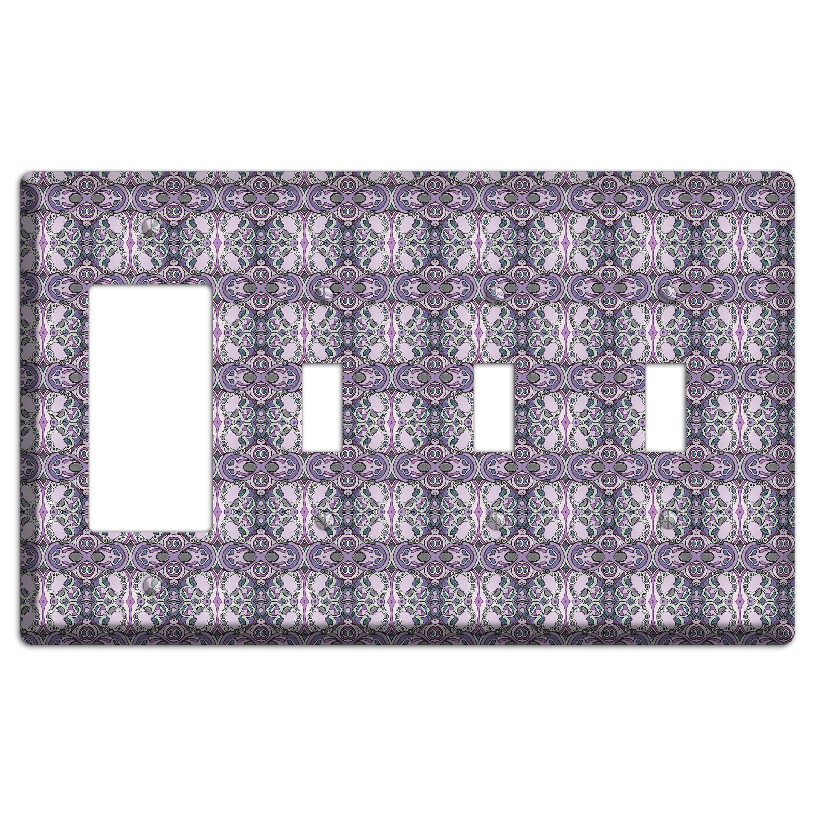 Pink Purple Sage Tapestry Rocker / 3 Toggle Wallplate