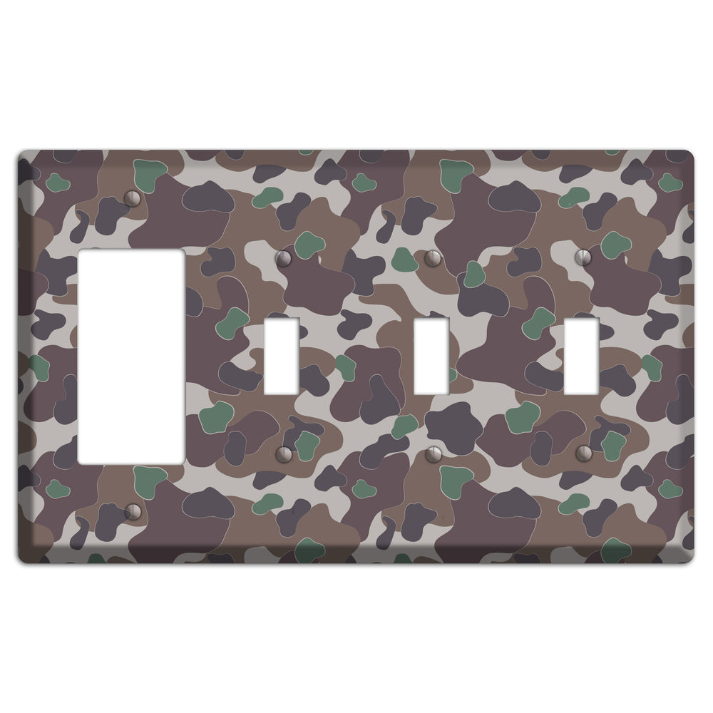 Dark Brown Camo Rocker / 3 Toggle Wallplate