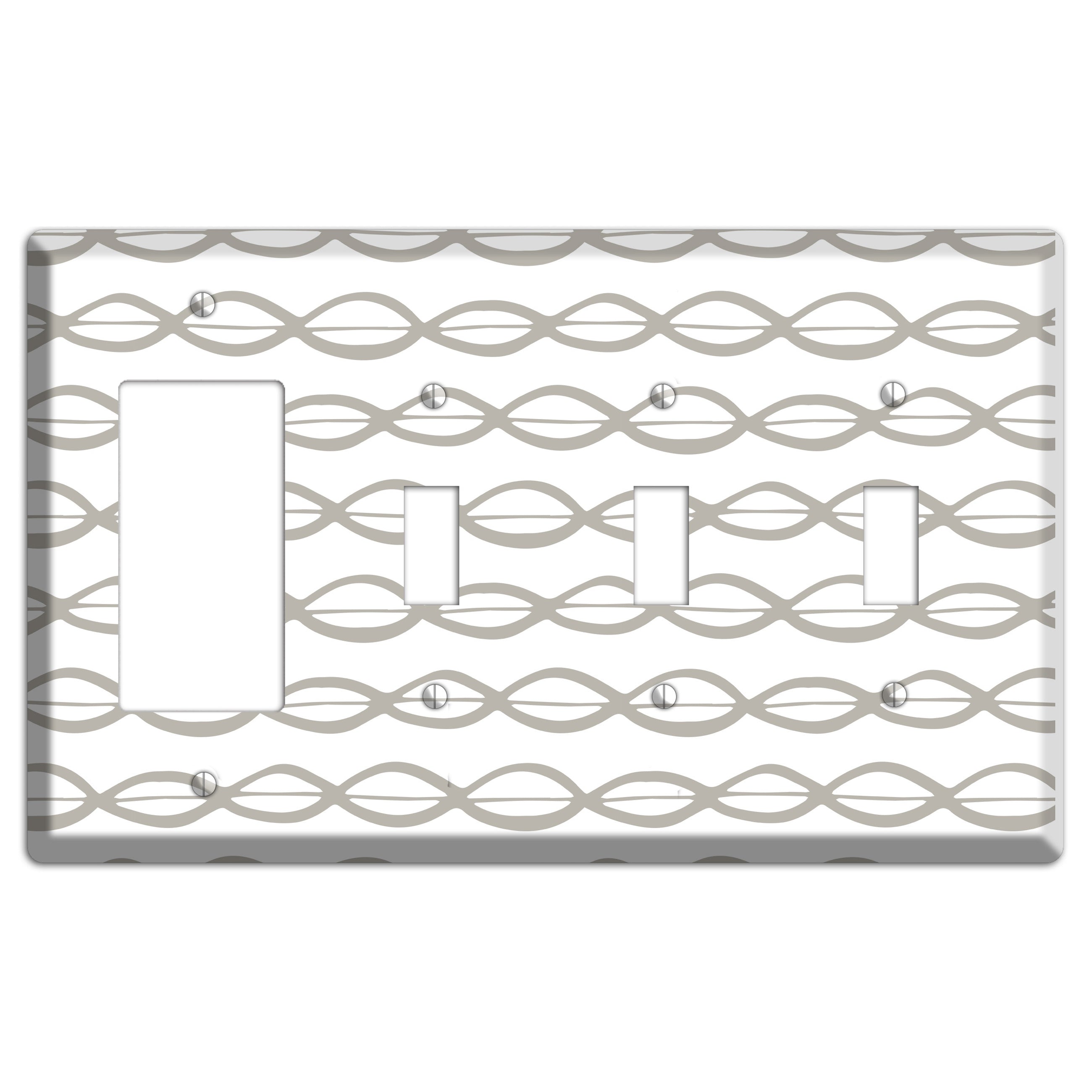 Simple Scandanavian Style D Rocker / 3 Toggle Wallplate
