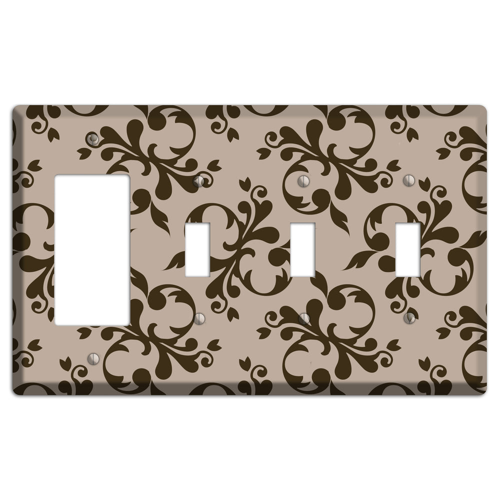 Beige Victorian Toile Rocker / 3 Toggle Wallplate