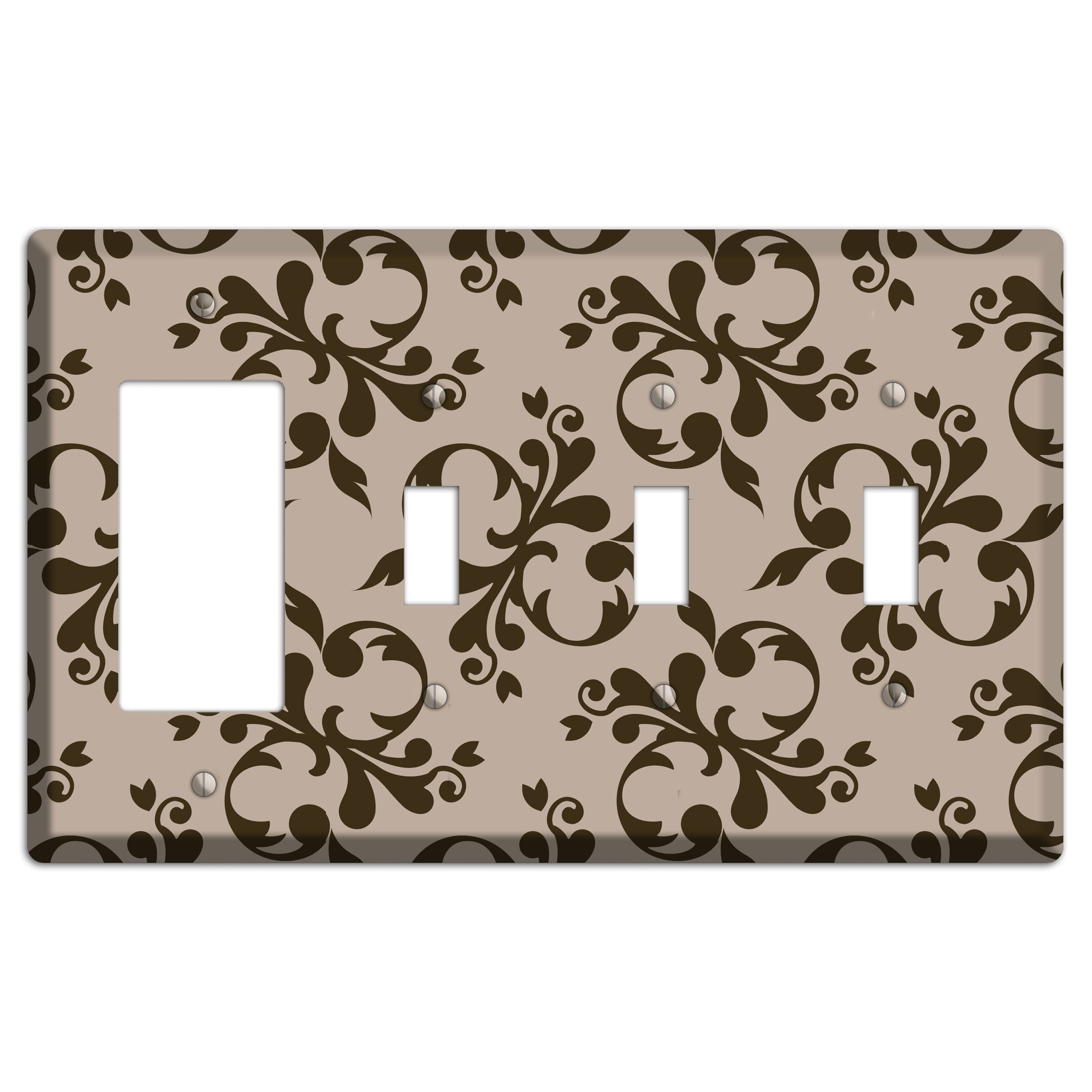 Beige Victorian Toile Rocker / 3 Toggle Wallplate