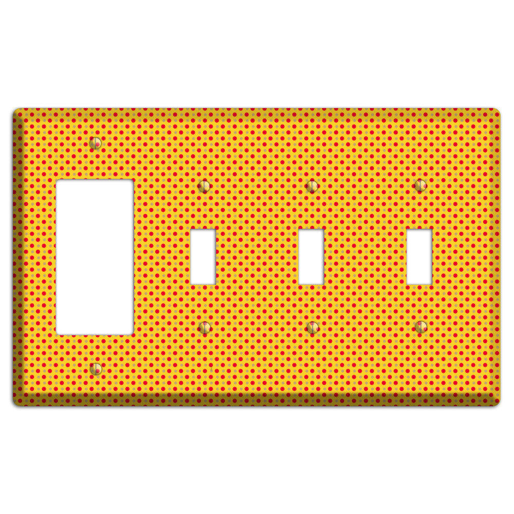 Orange with Maroon Tiny Polka Dots Rocker / 3 Toggle Wallplate