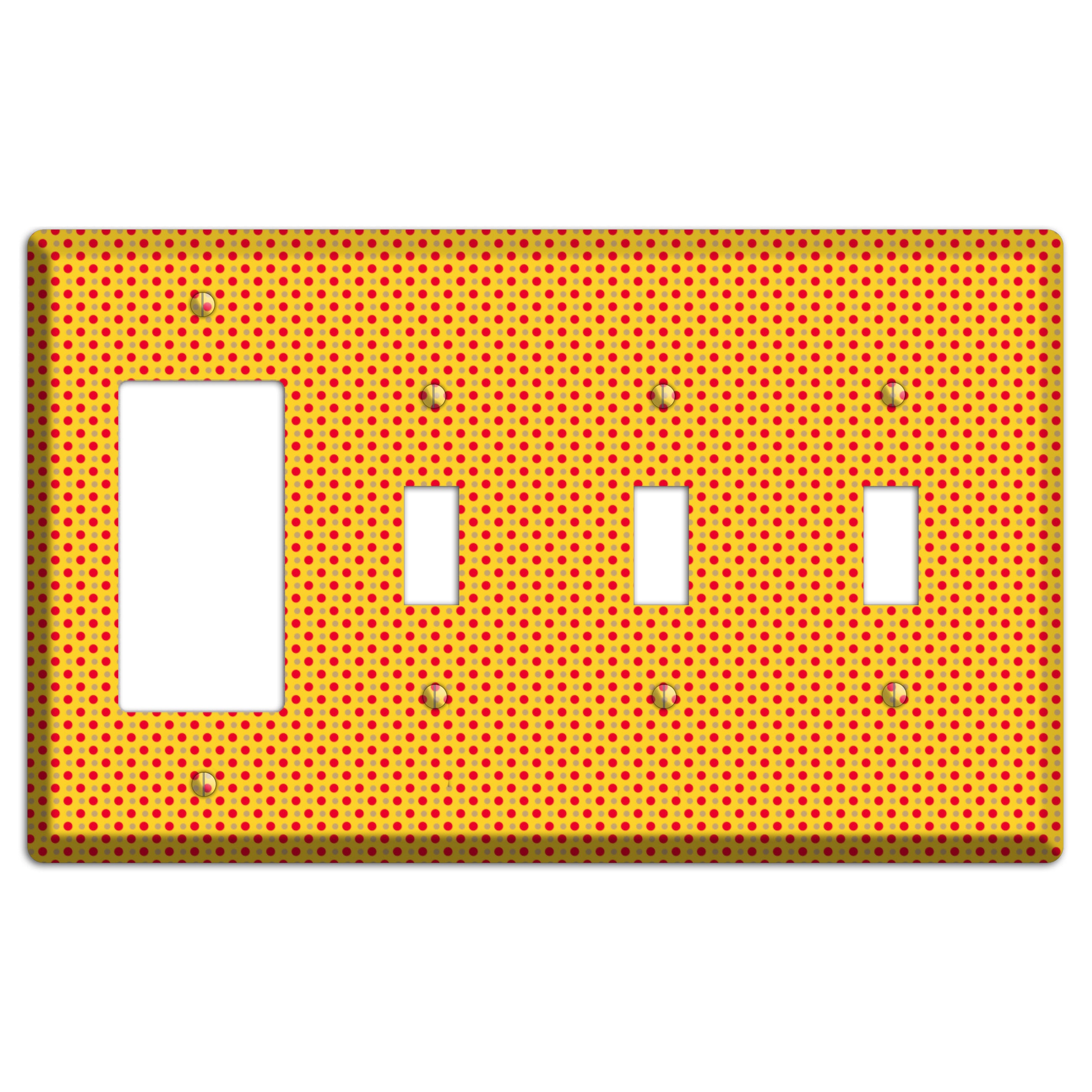Orange with Maroon Tiny Polka Dots Rocker / 3 Toggle Wallplate
