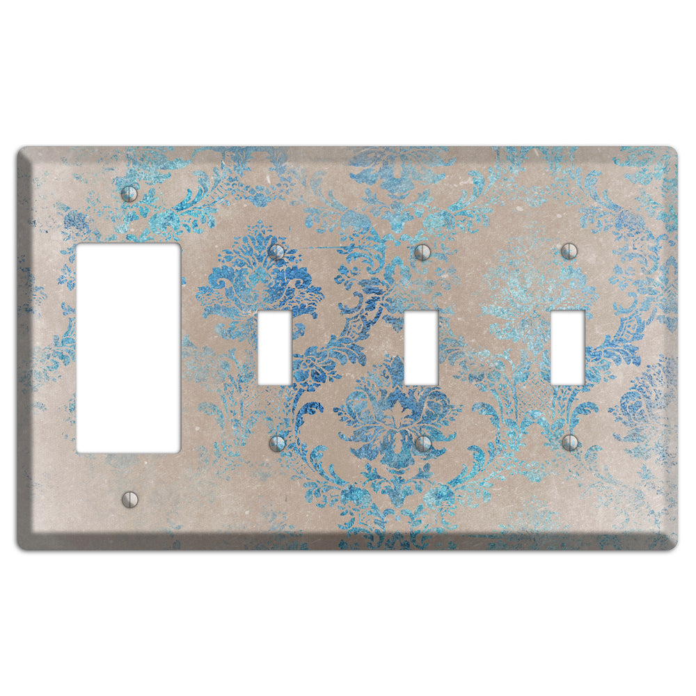 Pewter Whimsical Damask Rocker / 3 Toggle Wallplate