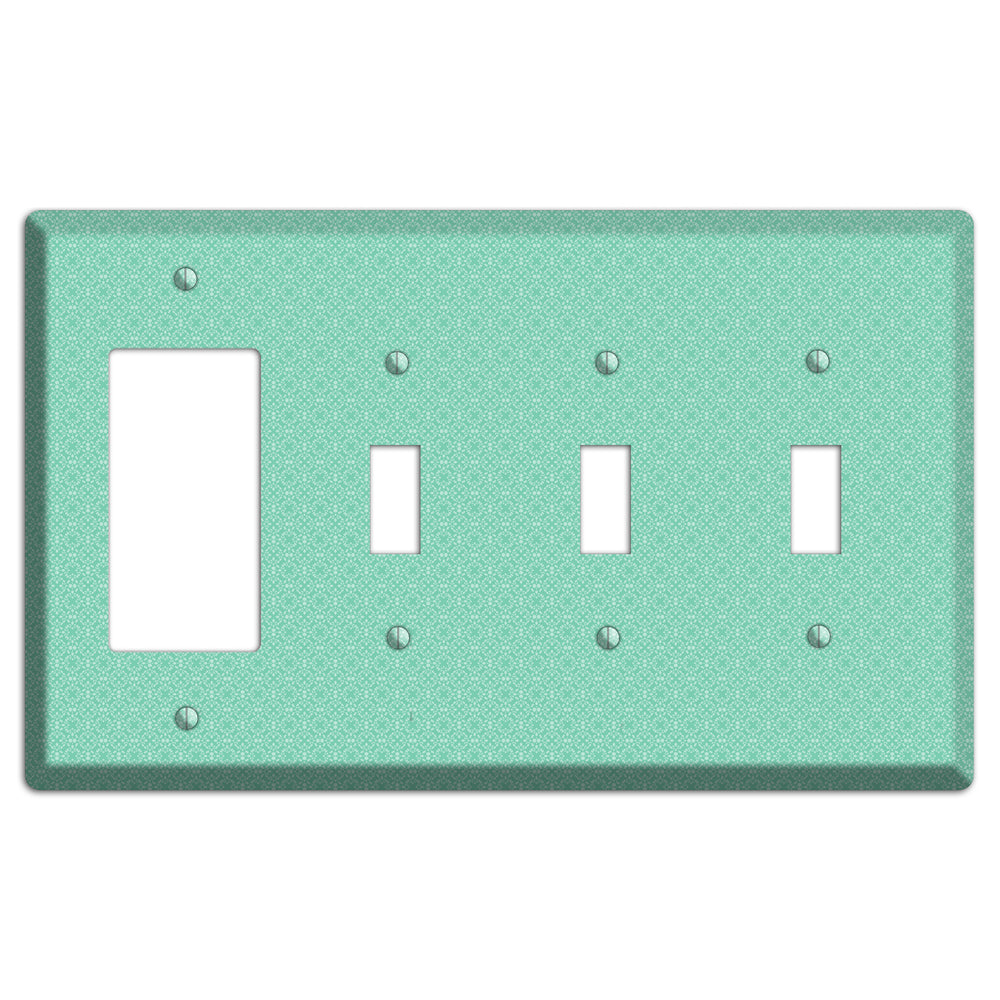 Aqua Calico Cartouche Rocker / 3 Toggle Wallplate