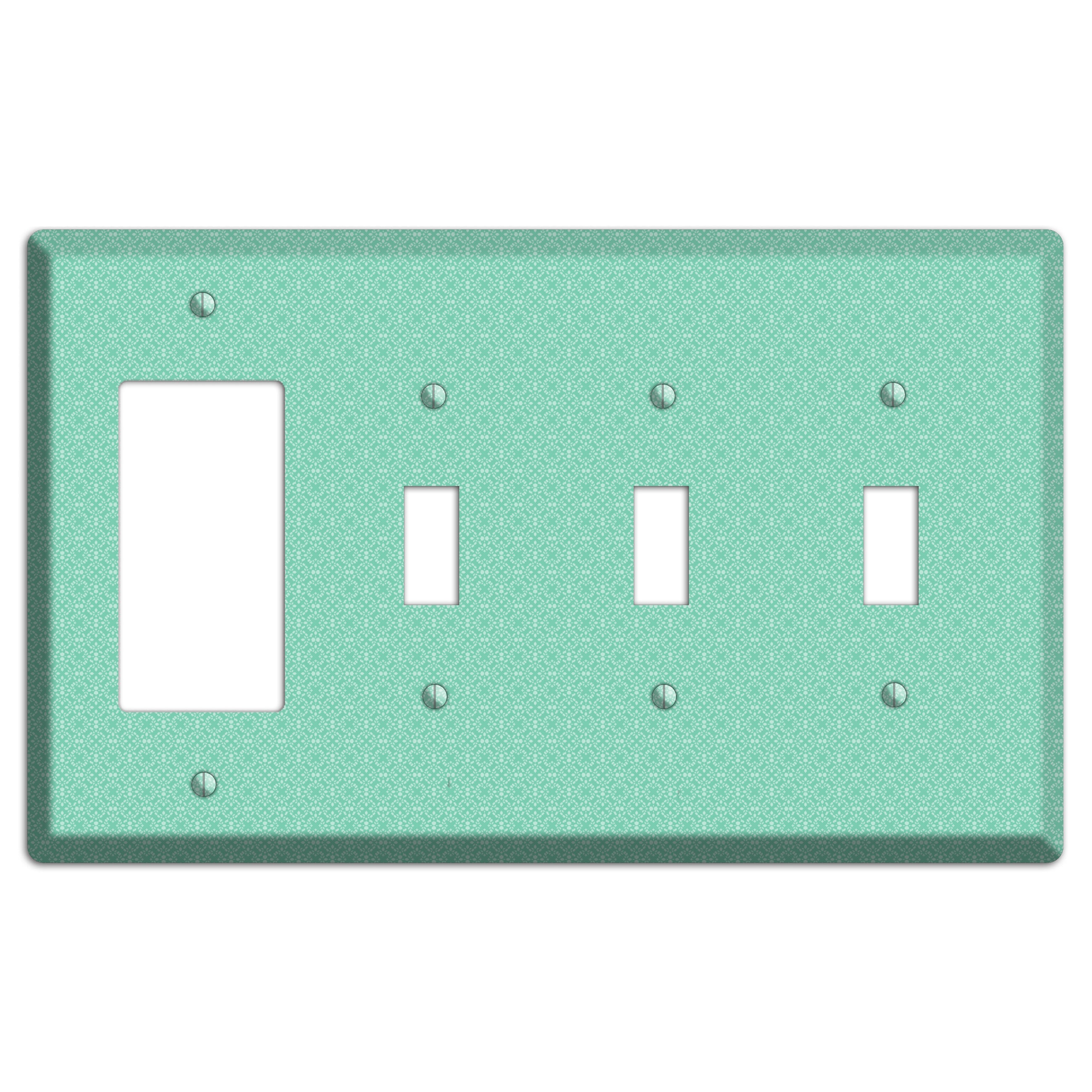 Aqua Calico Cartouche Rocker / 3 Toggle Wallplate