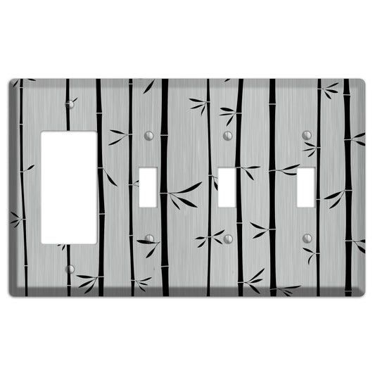 Bamboo  Stainless Rocker / 3 Toggle Wallplate