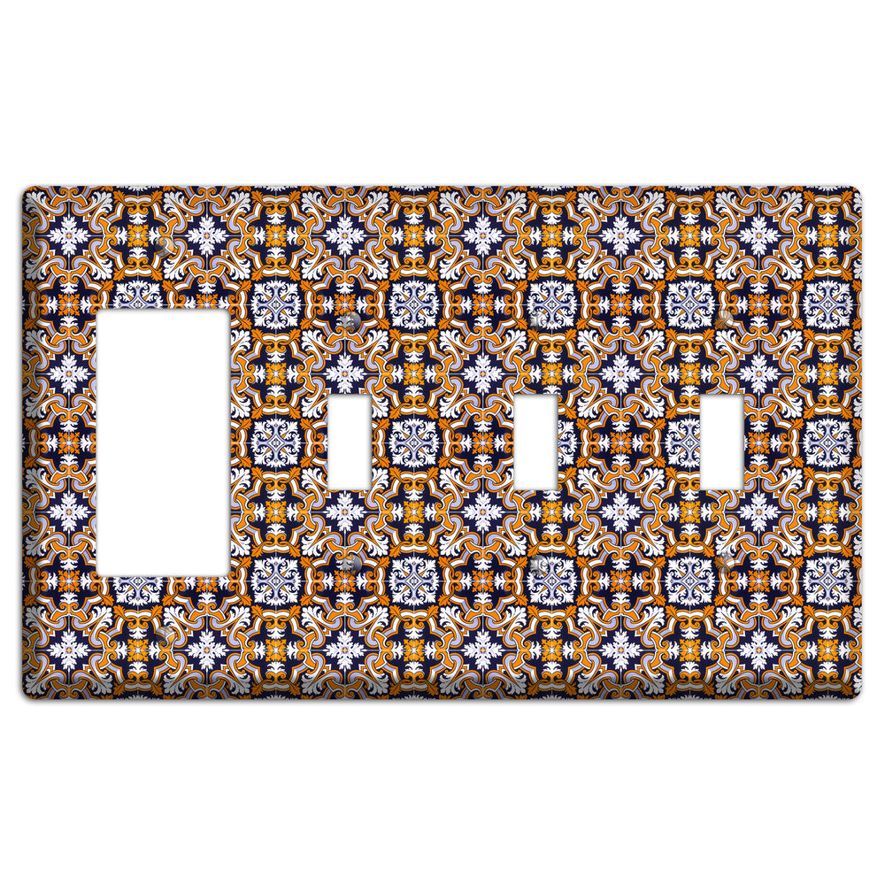 Tavira Tiles 6 Rocker / 3 Toggle Wallplate