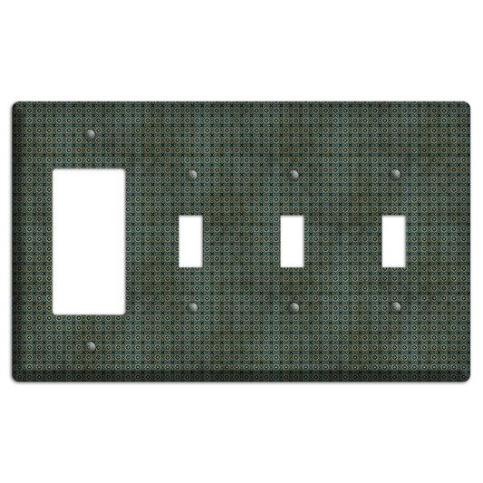 Dark Green Grunge Tiny Tiled Tapestry Rocker / 3 Toggle Wallplate