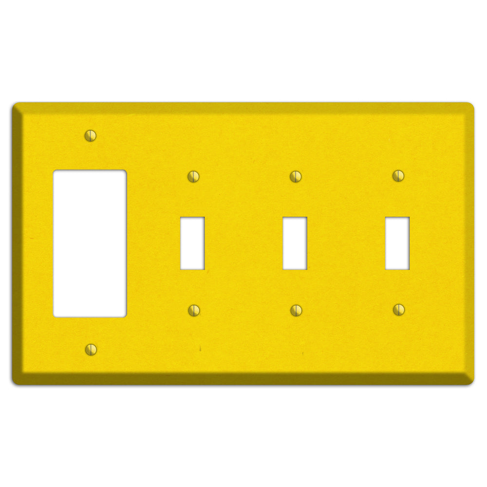 Tangerine Yellow Kraft Rocker / 3 Toggle Wallplate