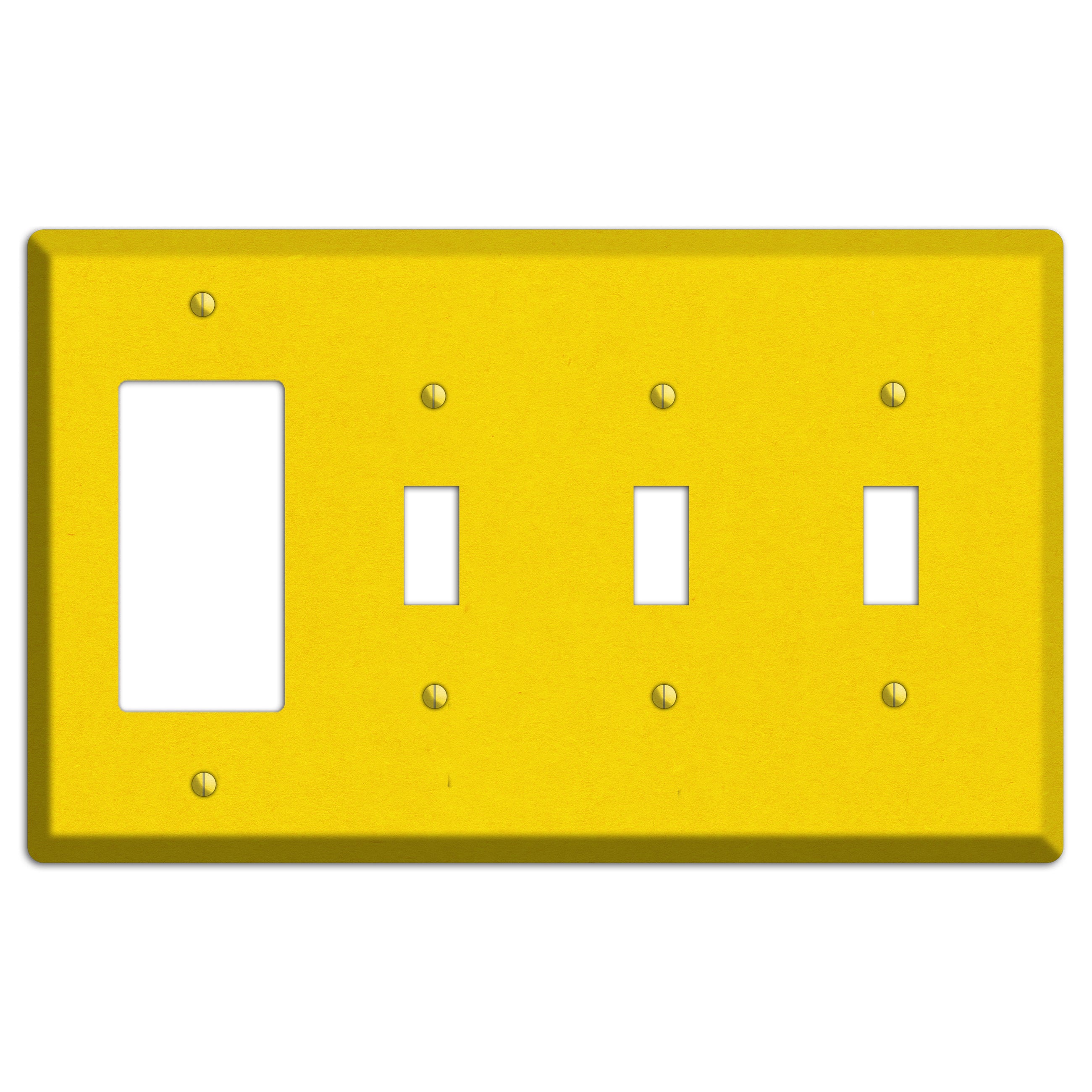 Tangerine Yellow Kraft Rocker / 3 Toggle Wallplate