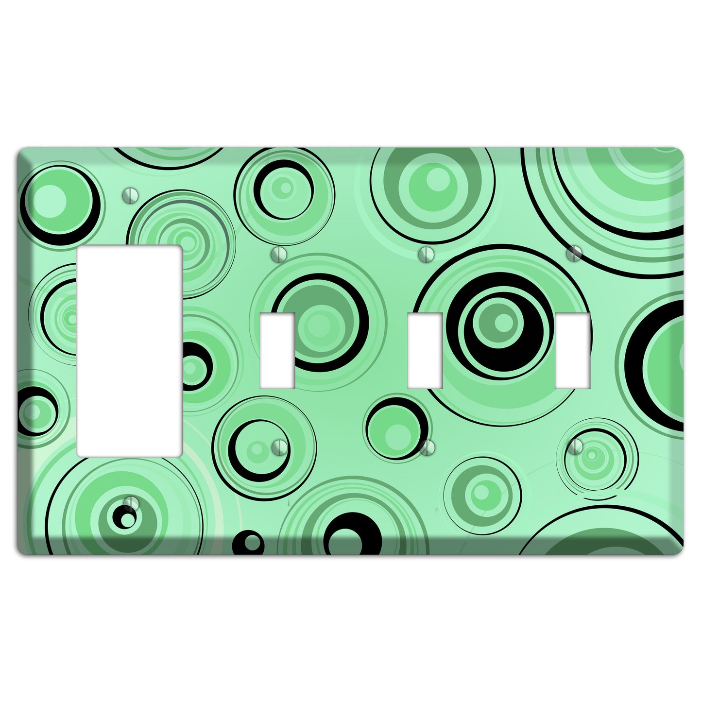 Mint Green Circles Rocker / 3 Toggle Wallplate