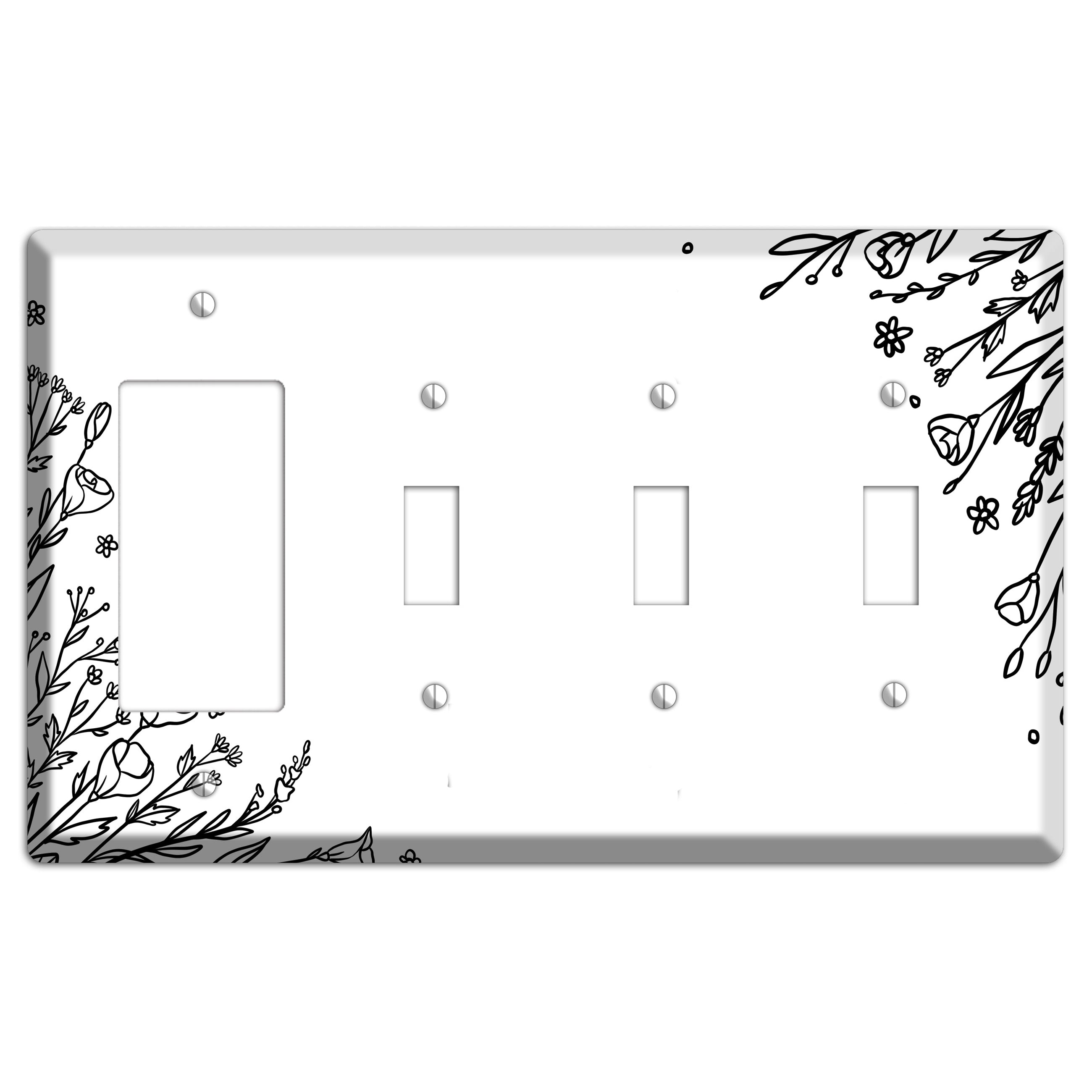 Hand-Drawn Floral 35 Rocker / 3 Toggle Wallplate