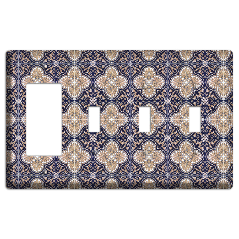 Tavira Tiles 4 Rocker / 3 Toggle Wallplate
