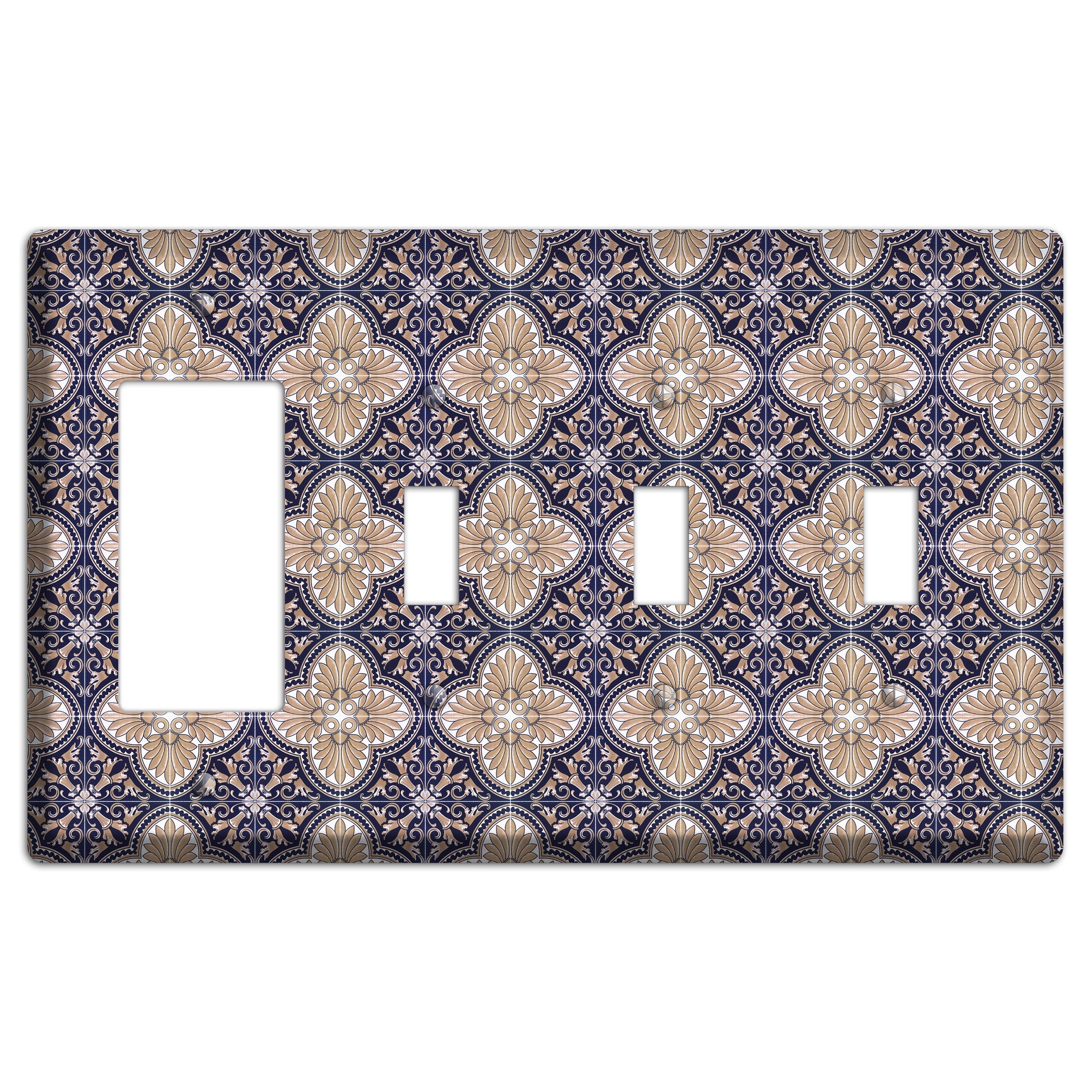 Tavira Tiles 4 Rocker / 3 Toggle Wallplate