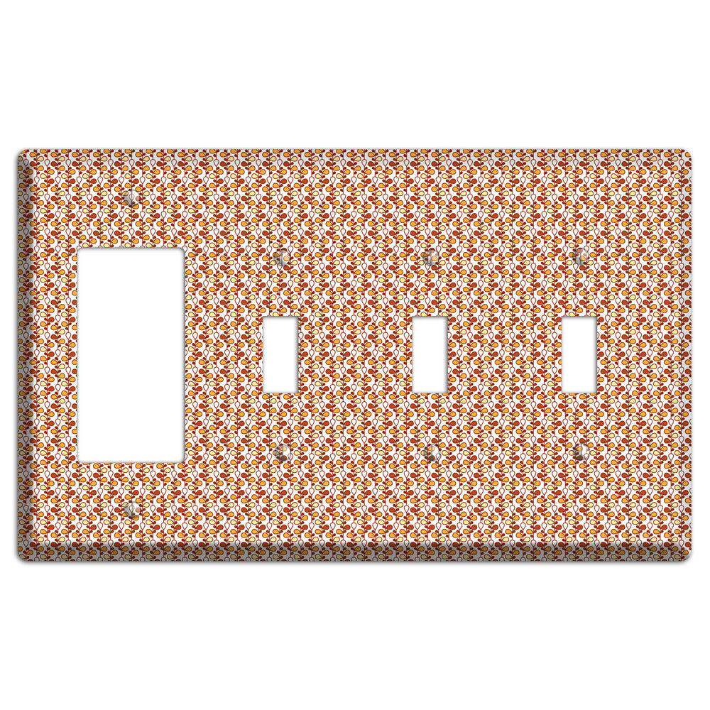 Tiny White Teardrop Vine Rocker / 3 Toggle Wallplate
