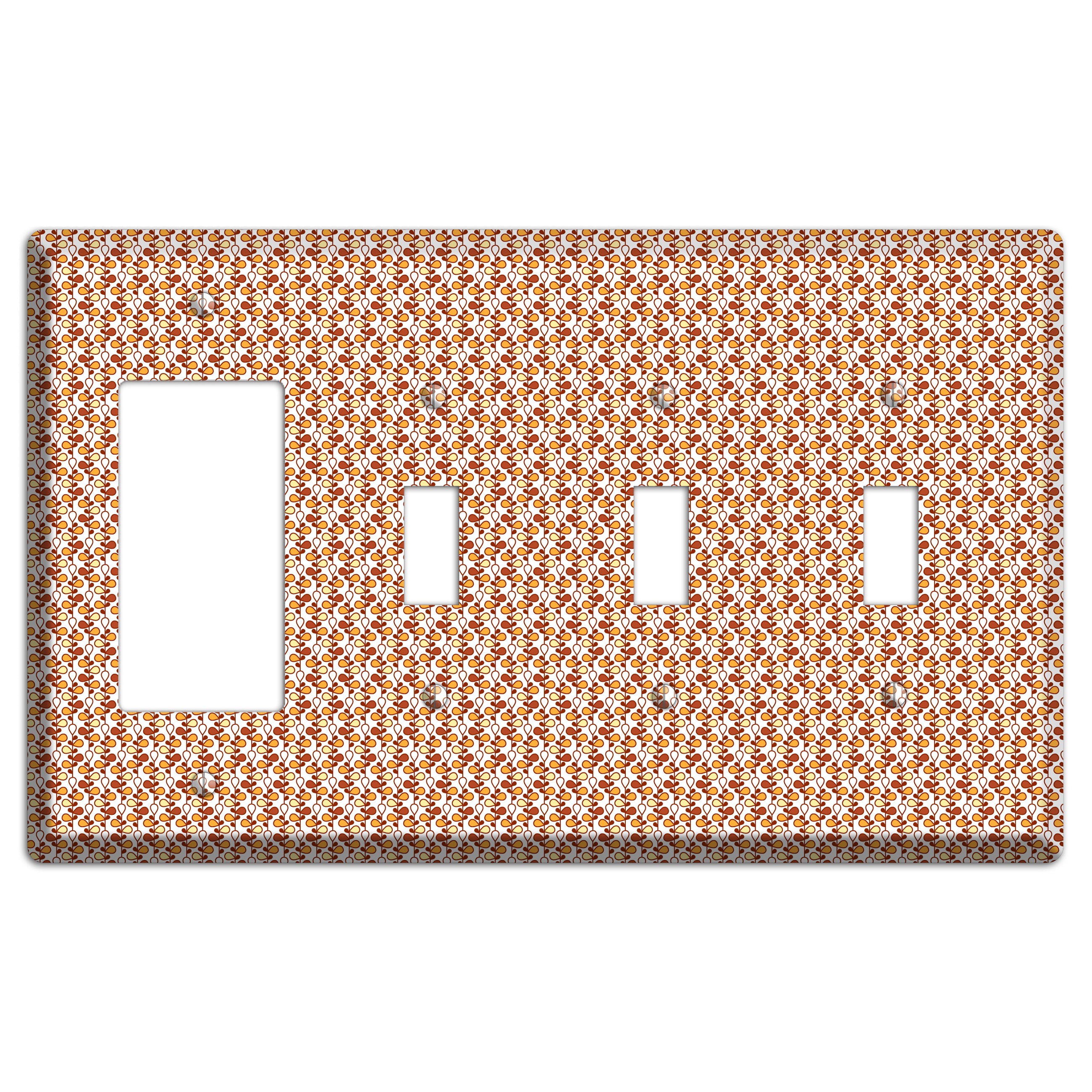 Tiny White Teardrop Vine Rocker / 3 Toggle Wallplate