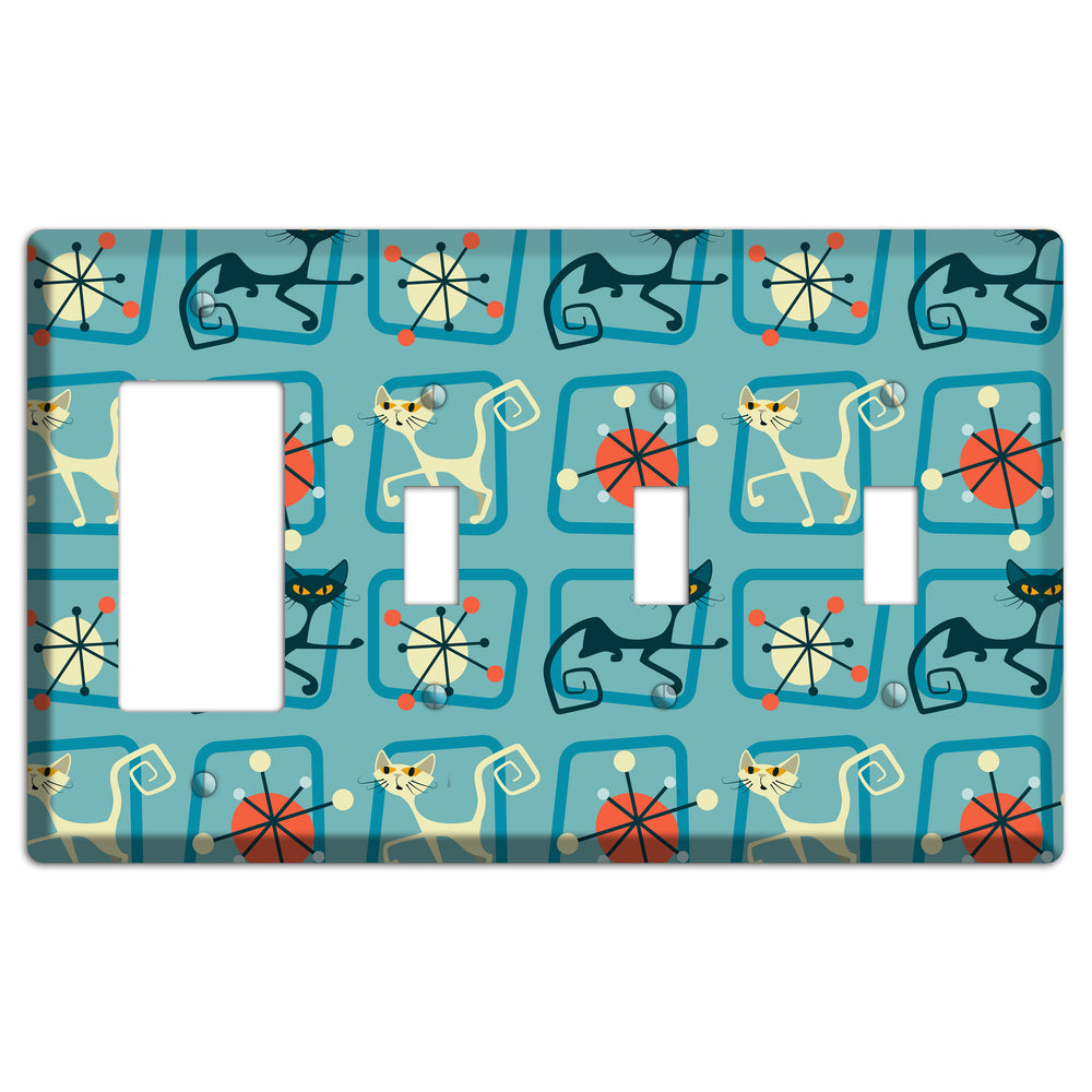 Relaxing Kitties Rocker / 3 Toggle Wallplate